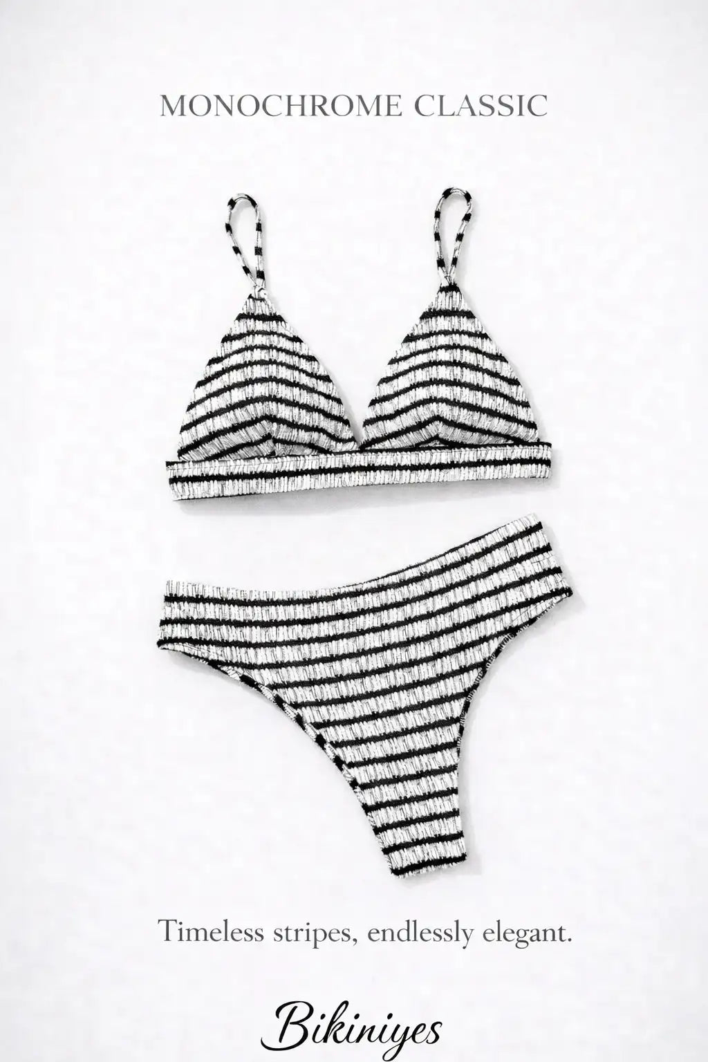 Ensemble bikini rayé à col en V