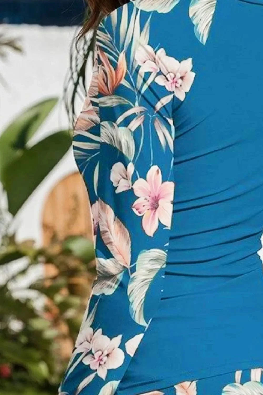 FAM-FAM Printed Half Zip Top and Drawstring Shorts Swim Set swim tops