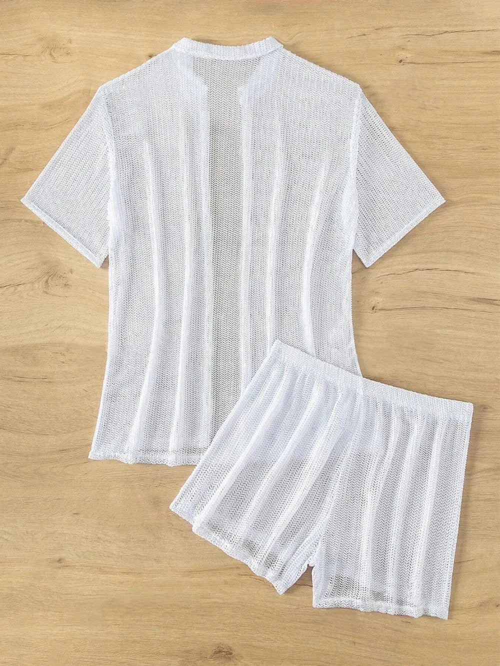 Open Front Half Sleeve Top and Shorts Cover Up Set swim tops