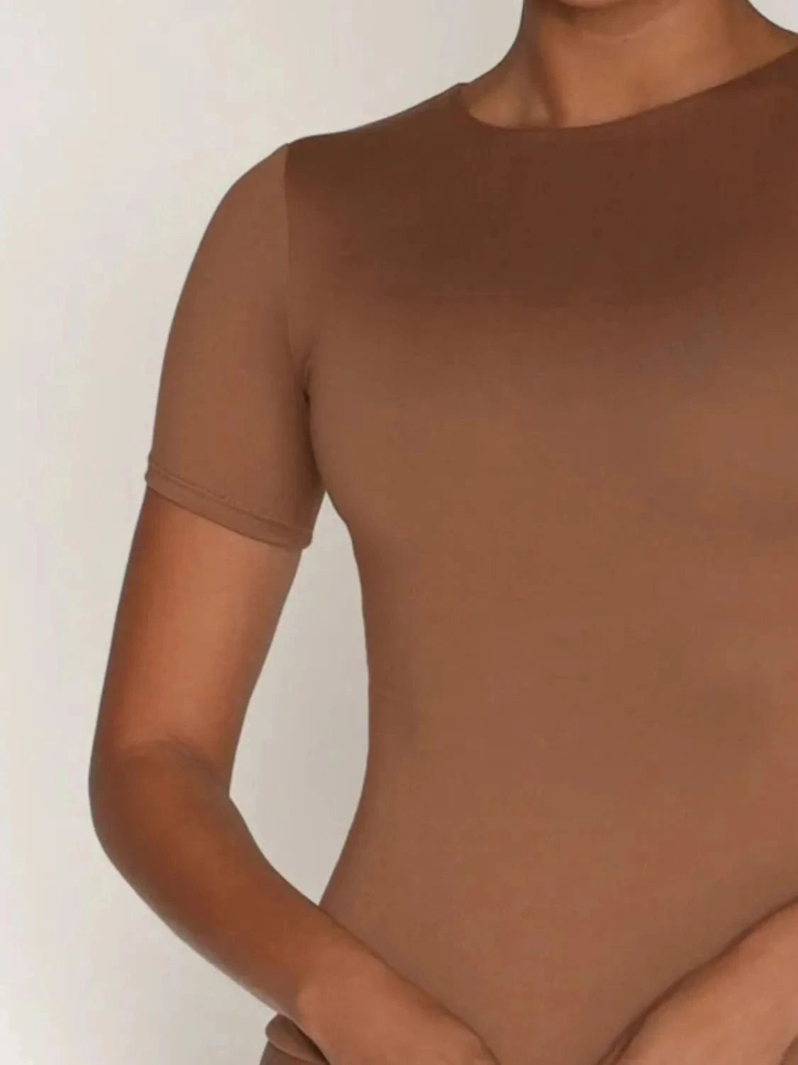 Round Neck Short Sleeve Swim Top swim tops