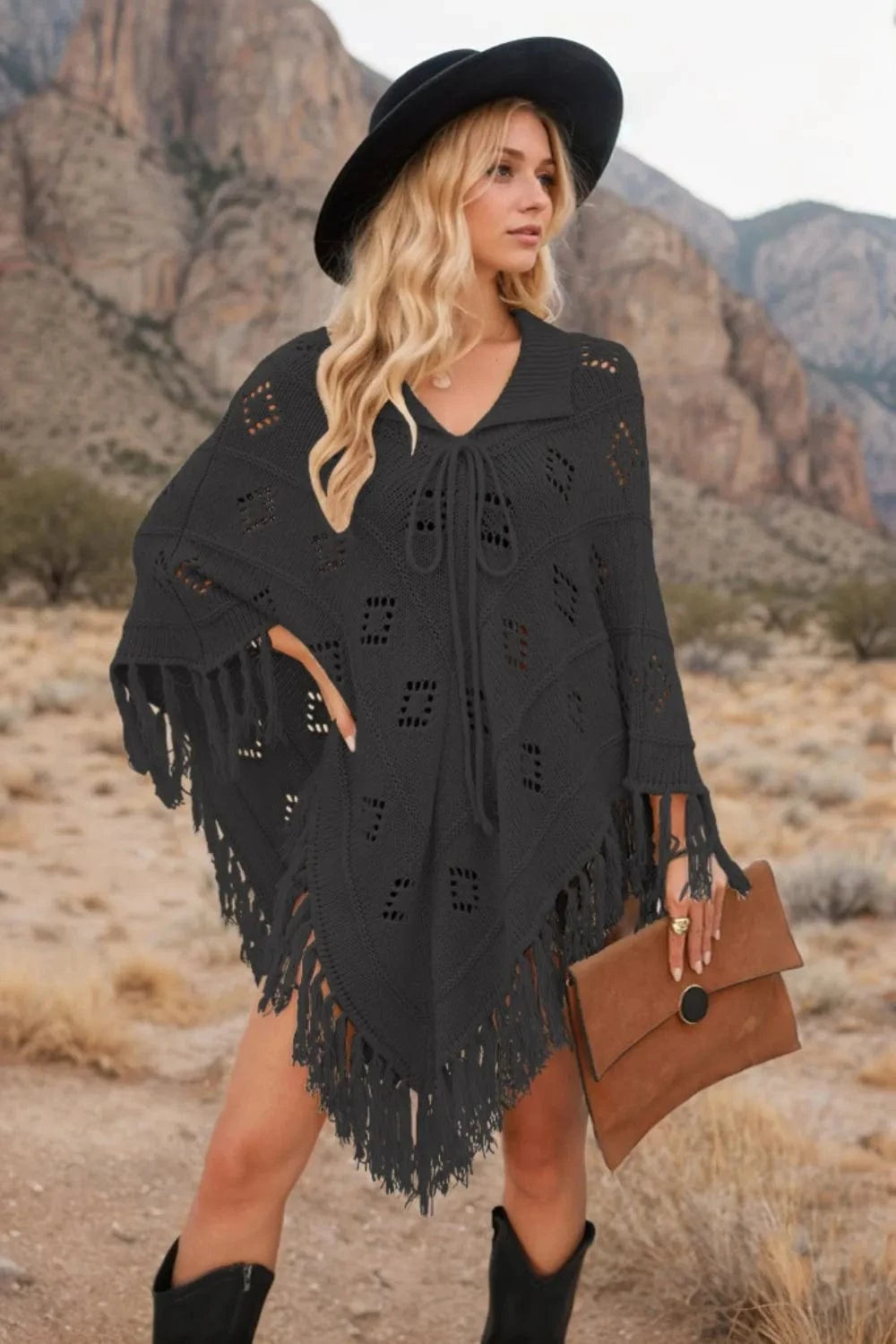 Tassel Hem Knit Cover Up swim tops
