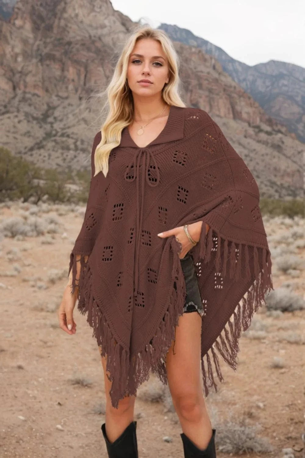 Tassel Hem Knit Cover Up swim tops