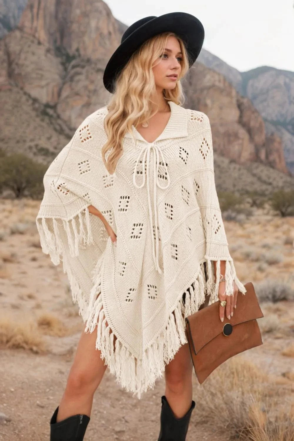Tassel Hem Knit Cover Up swim tops