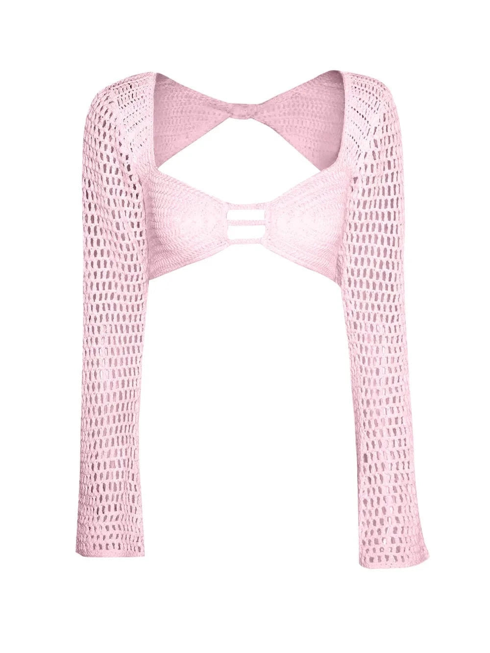 Tied Long Sleeve Top and Skirt Cover Up Set swim tops