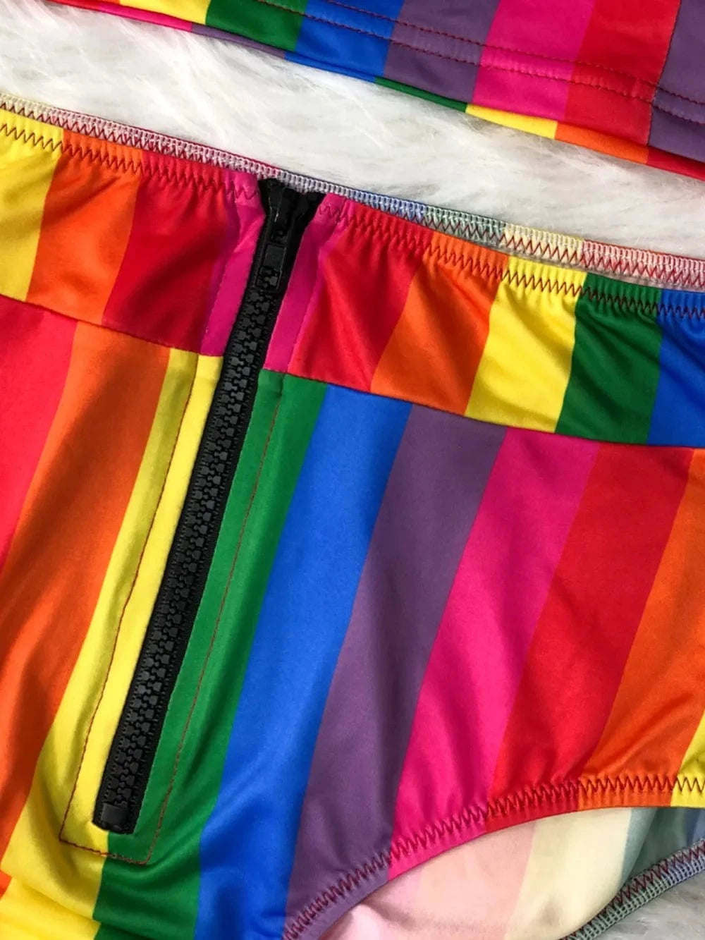 Contrast Half Zip Top and Brief Swim Set swimset