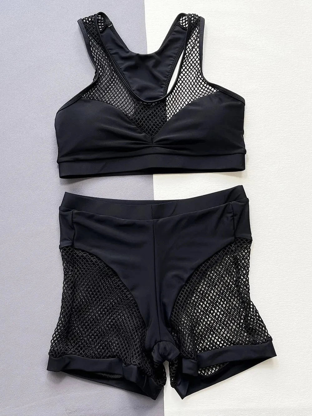 Openwork Sleeveless Top and Shorts Swim Set swimset