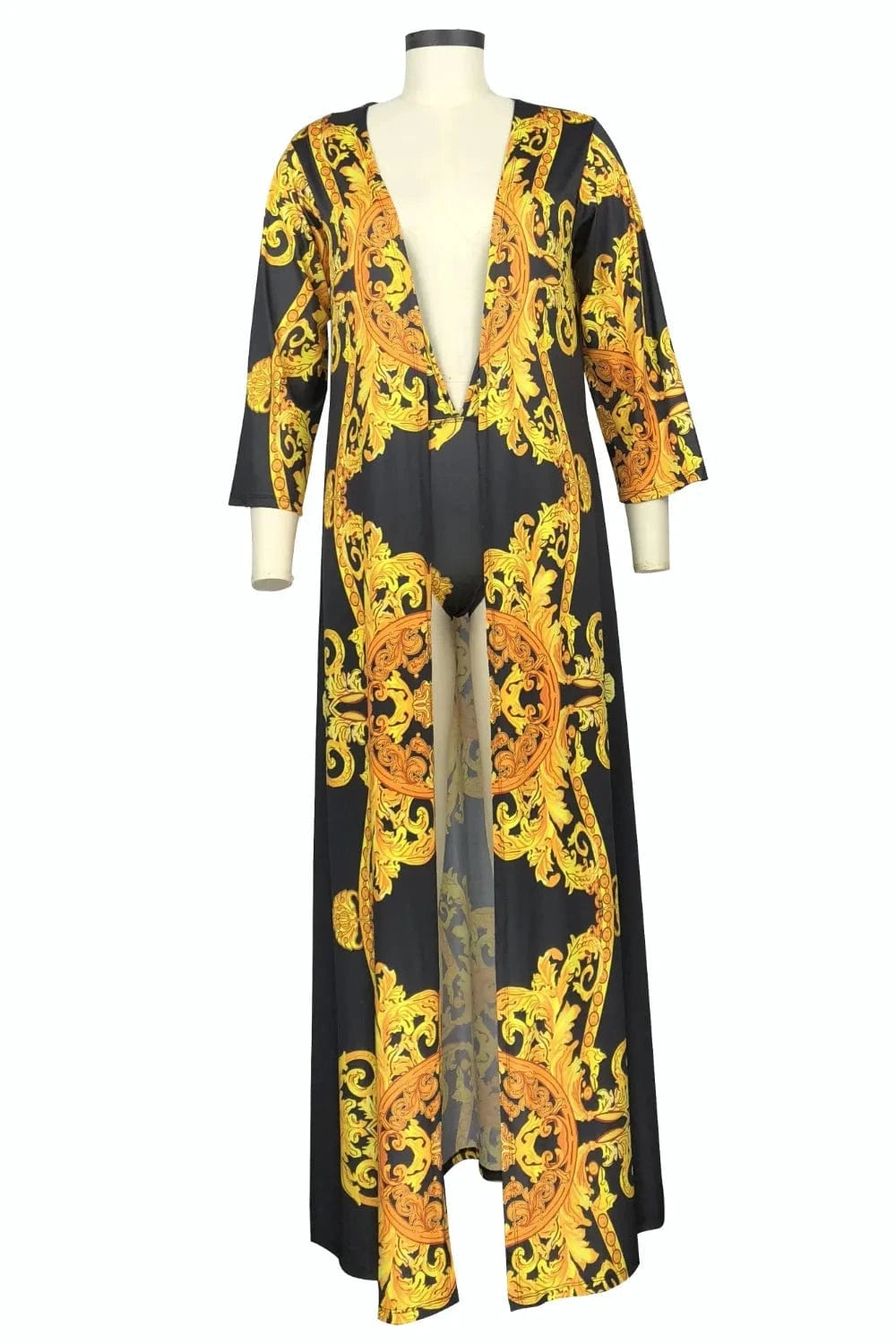 Printed Plunge One-Piece and Cover Up Swim Set swimset