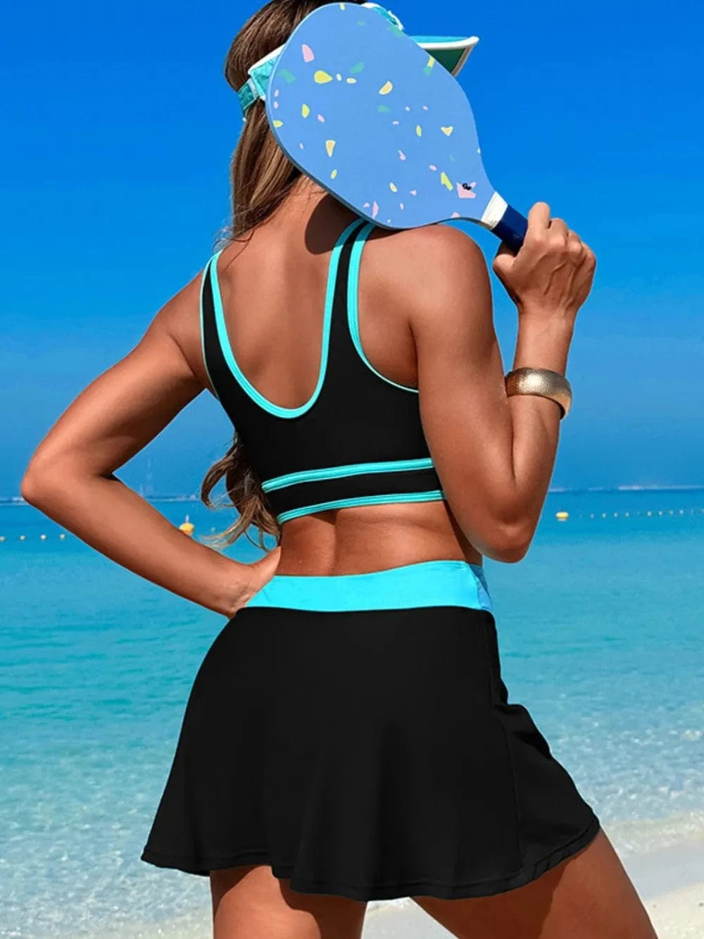 Scoop Neck Top and Skort Swim Set swimset