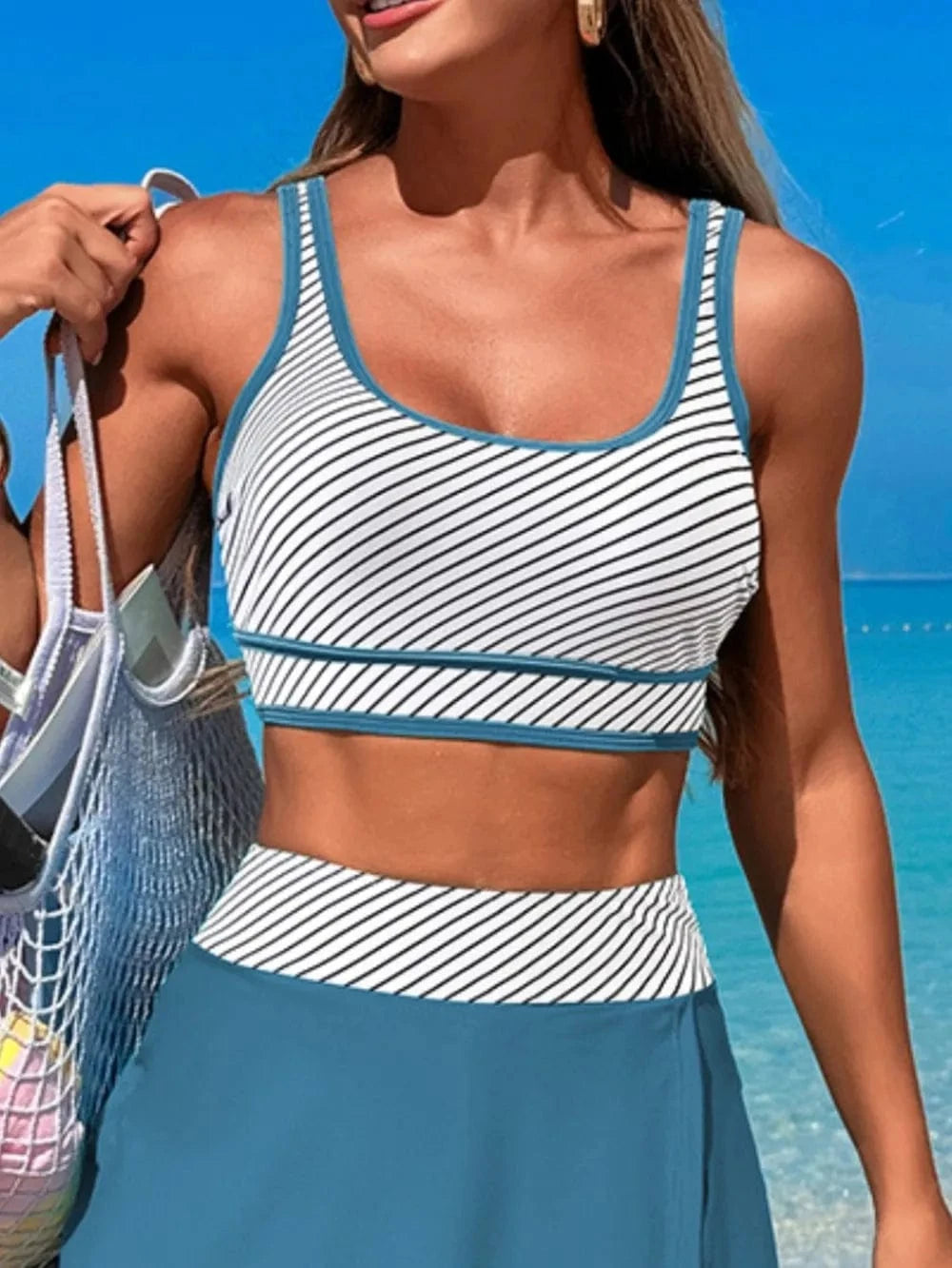 Scoop Neck Top and Skort Swim Set swimset