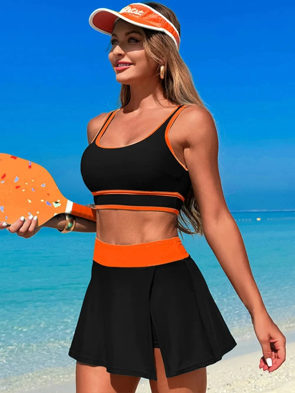 Scoop Neck Top and Skort Swim Set swimset