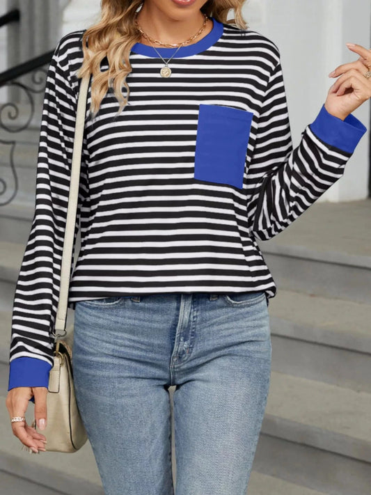 Black And White Stripes Striped Long Sleeve T-Shirt Tops and sweaters and T-Shirts