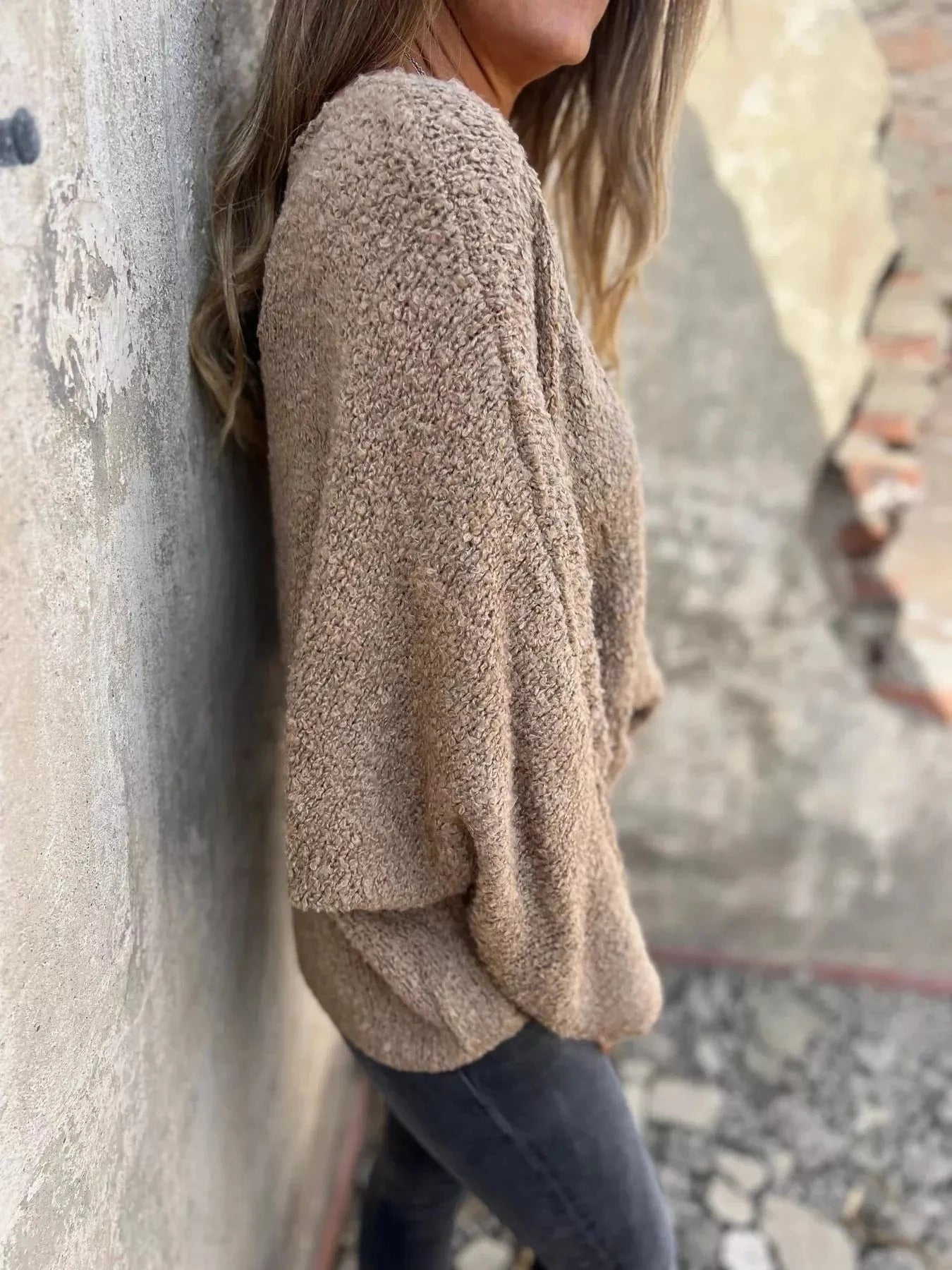 Full Size V-Neck Long Sleeve Sweater Plus Size Tops and sweaters and T-Shirts