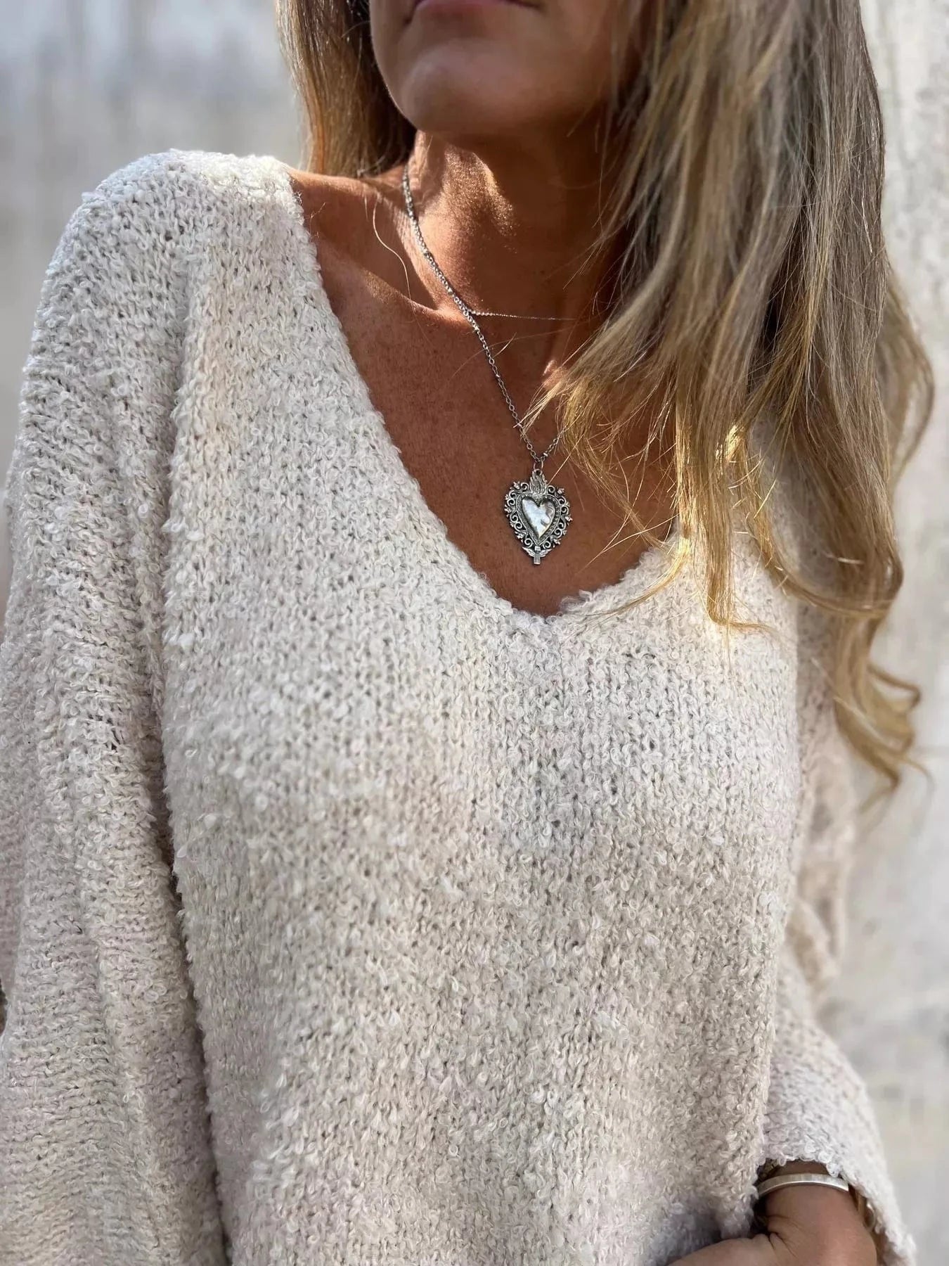 Full Size V-Neck Long Sleeve Sweater Plus Size Tops and sweaters and T-Shirts