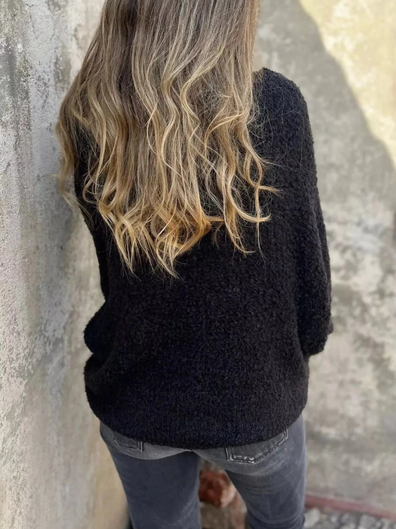Full Size V-Neck Long Sleeve Sweater Plus Size Tops and sweaters and T-Shirts