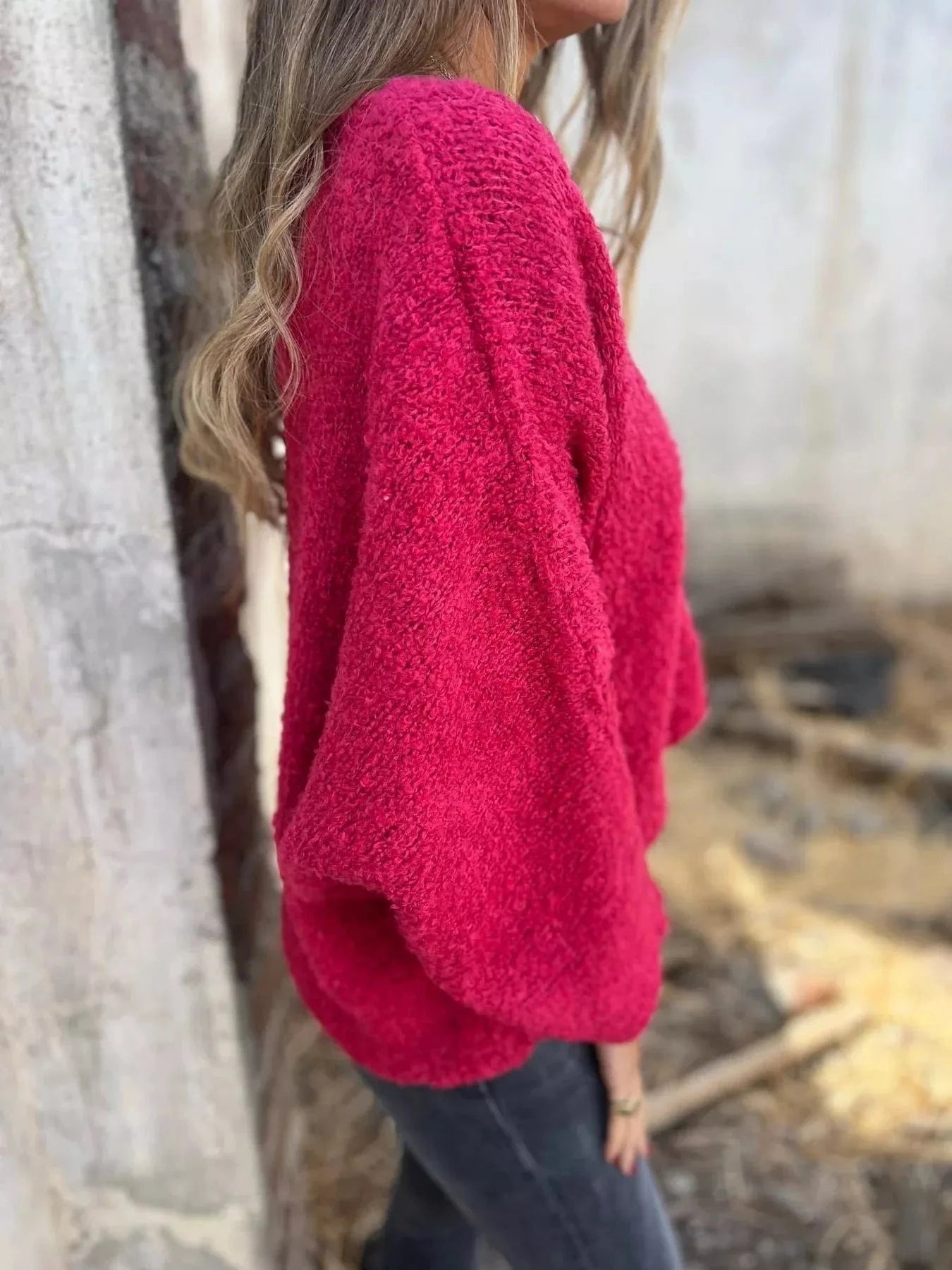 Full Size V-Neck Long Sleeve Sweater Plus Size Tops and sweaters and T-Shirts