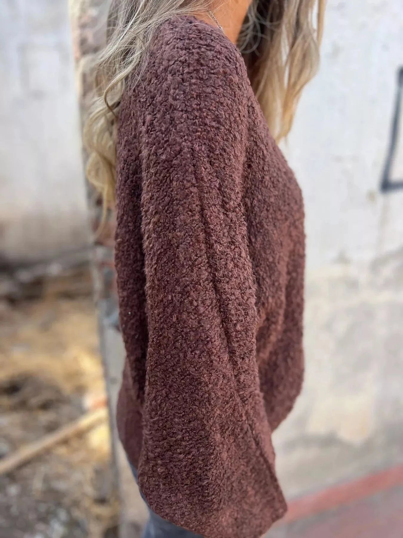Full Size V-Neck Long Sleeve Sweater Plus Size Tops and sweaters and T-Shirts