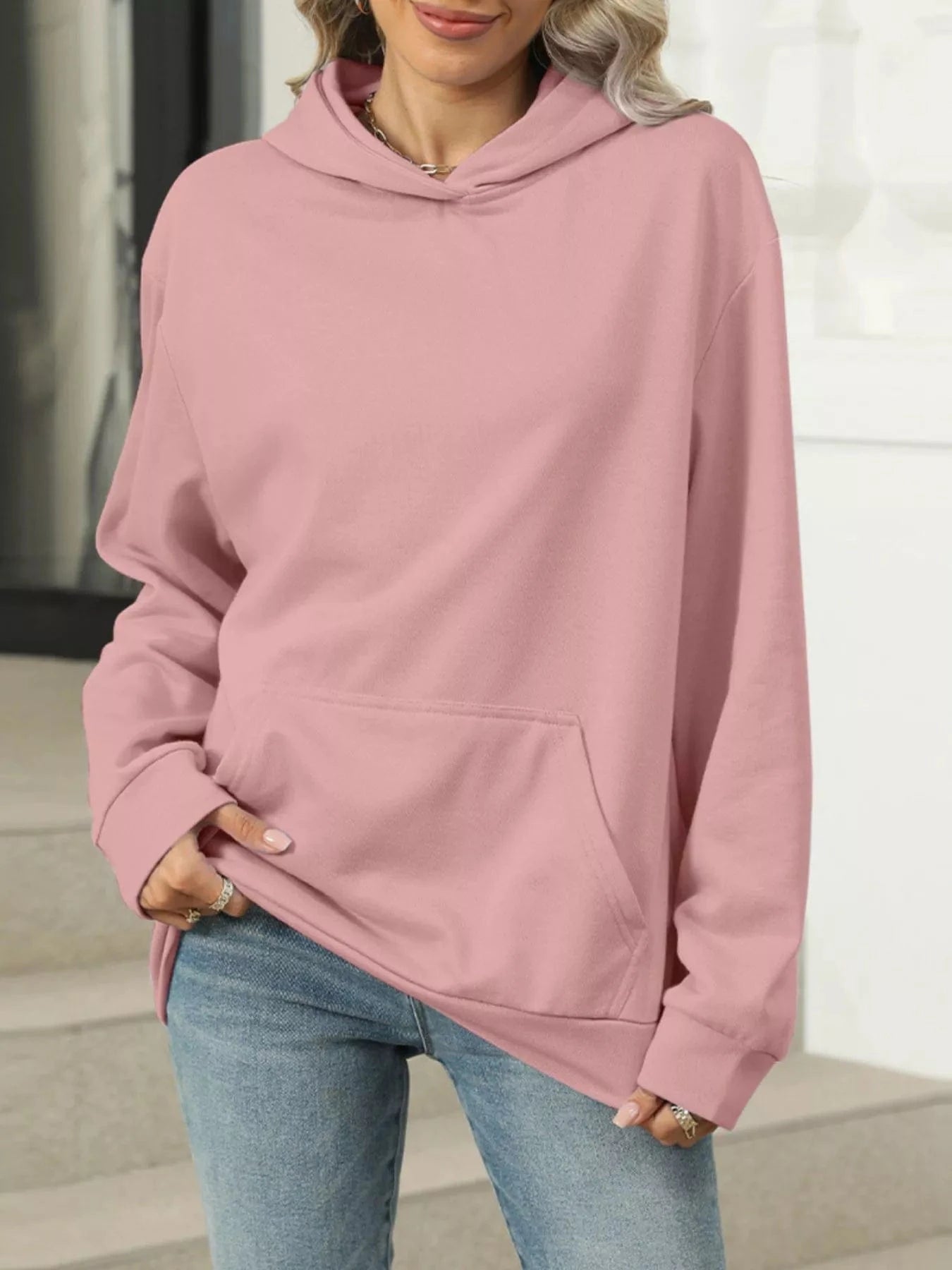 Kangaroo Pocket Long Sleeve Hoodie Tops and sweaters and T-Shirts