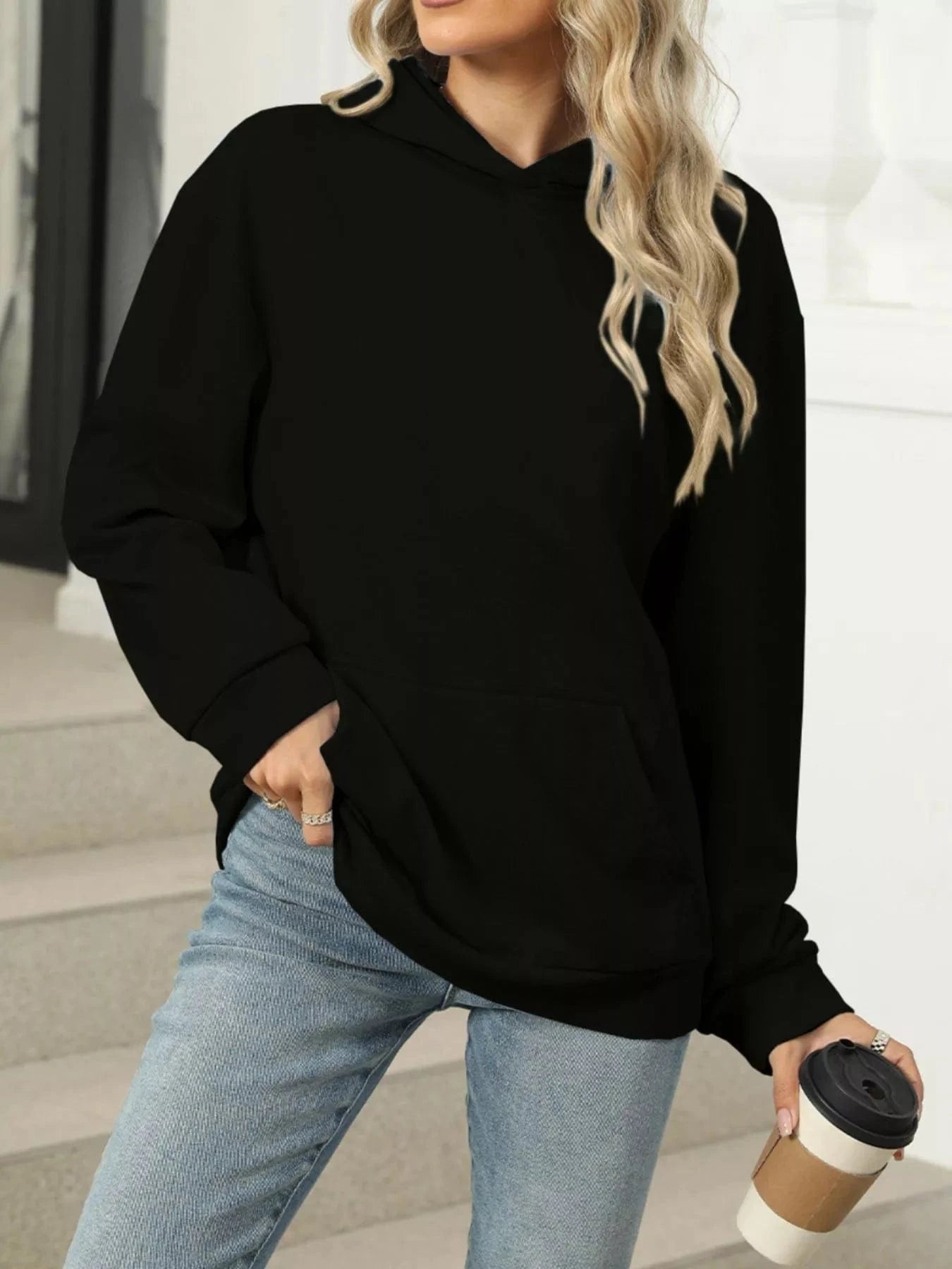 Kangaroo Pocket Long Sleeve Hoodie Tops and sweaters and T-Shirts