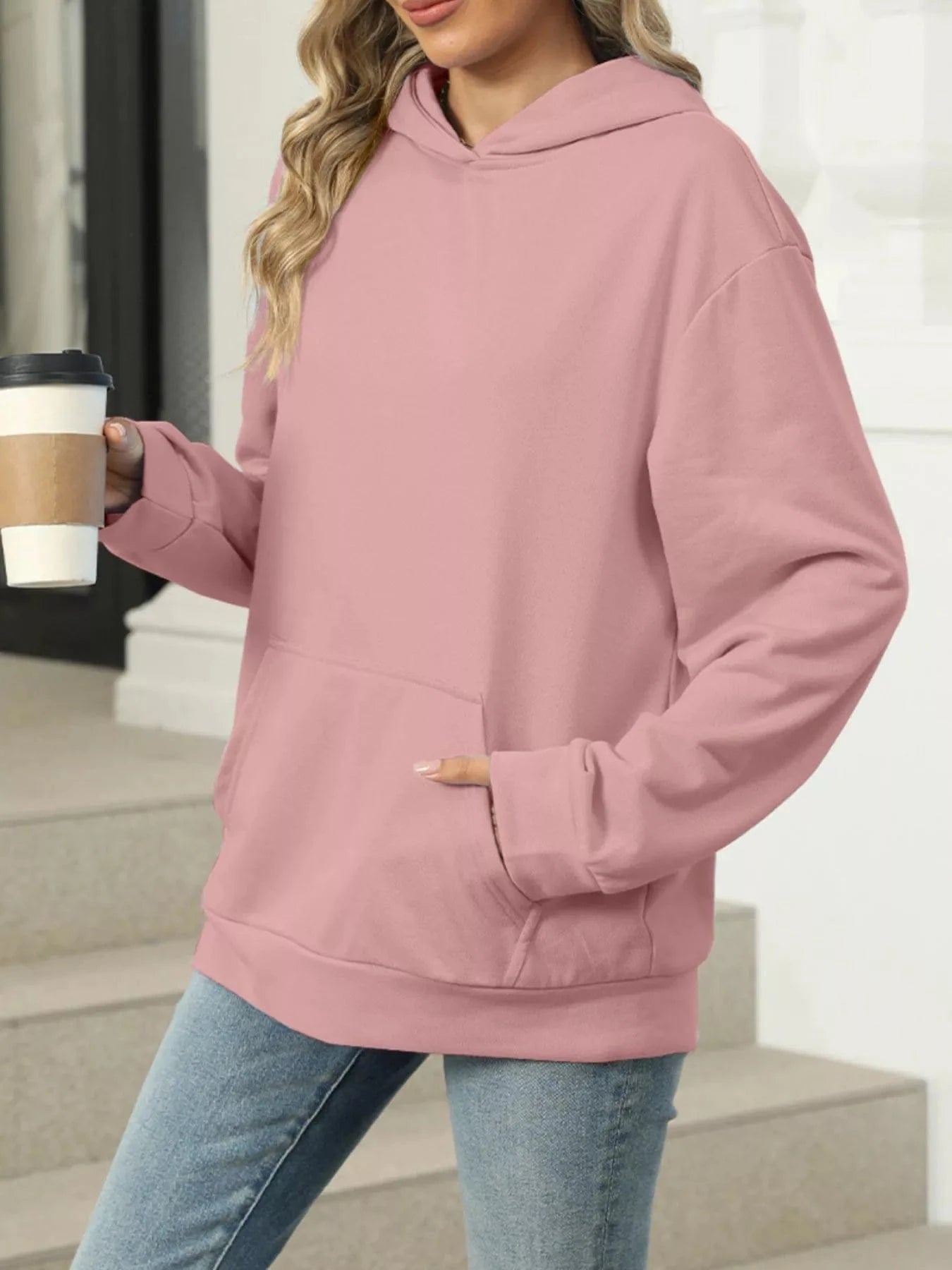 Kangaroo Pocket Long Sleeve Hoodie Tops and sweaters and T-Shirts