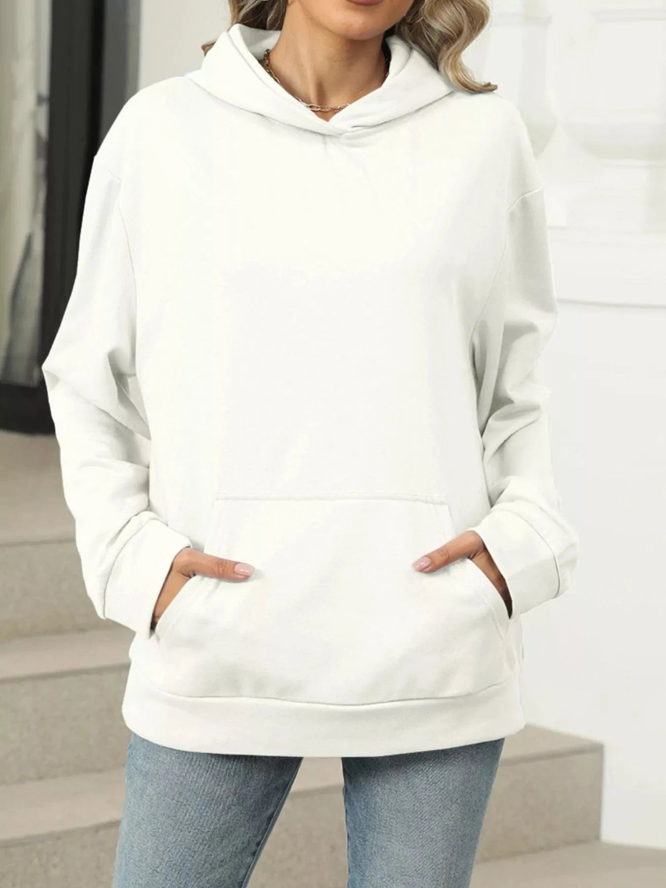 Kangaroo Pocket Long Sleeve Hoodie Tops and sweaters and T-Shirts