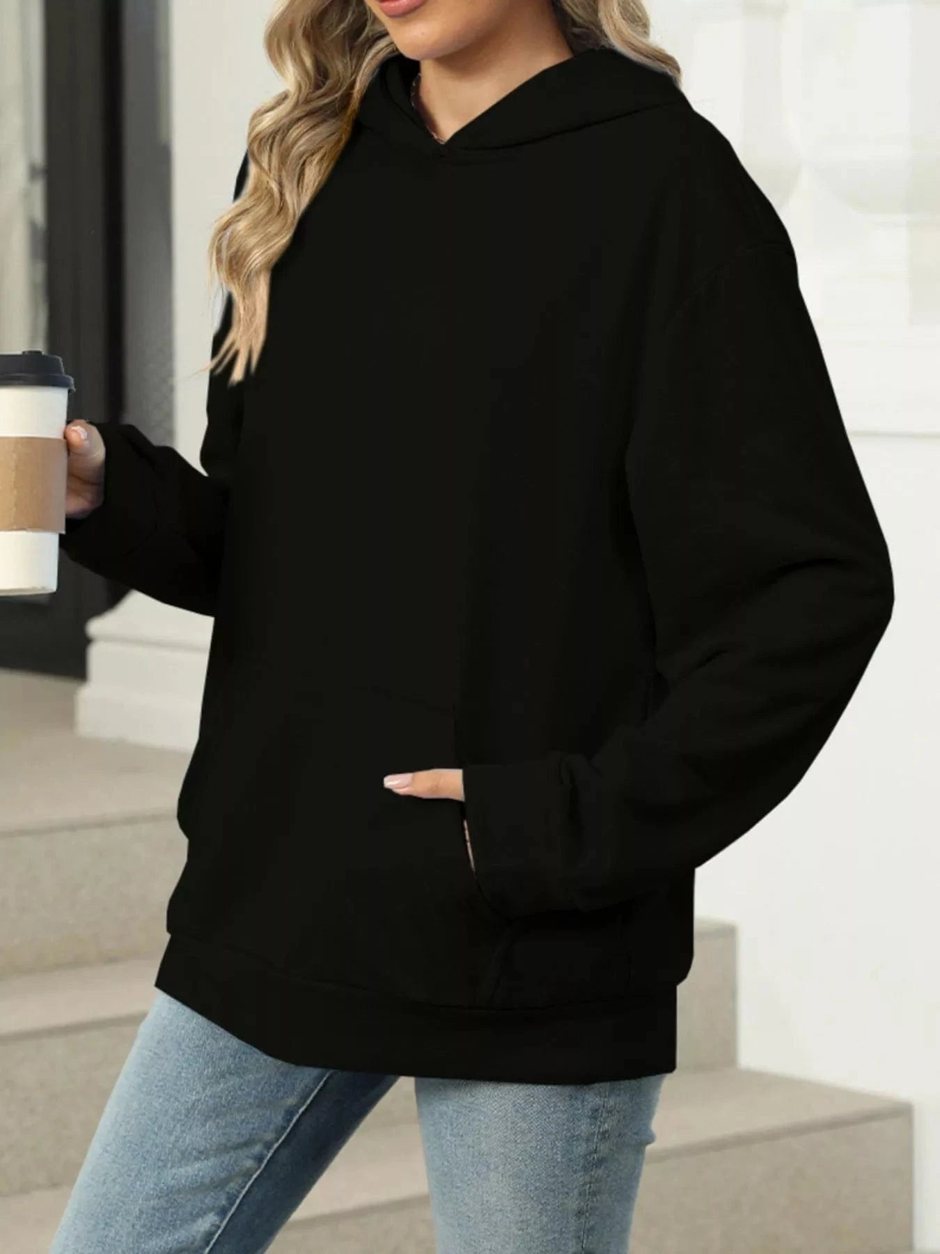 Kangaroo Pocket Long Sleeve Hoodie Tops and sweaters and T-Shirts
