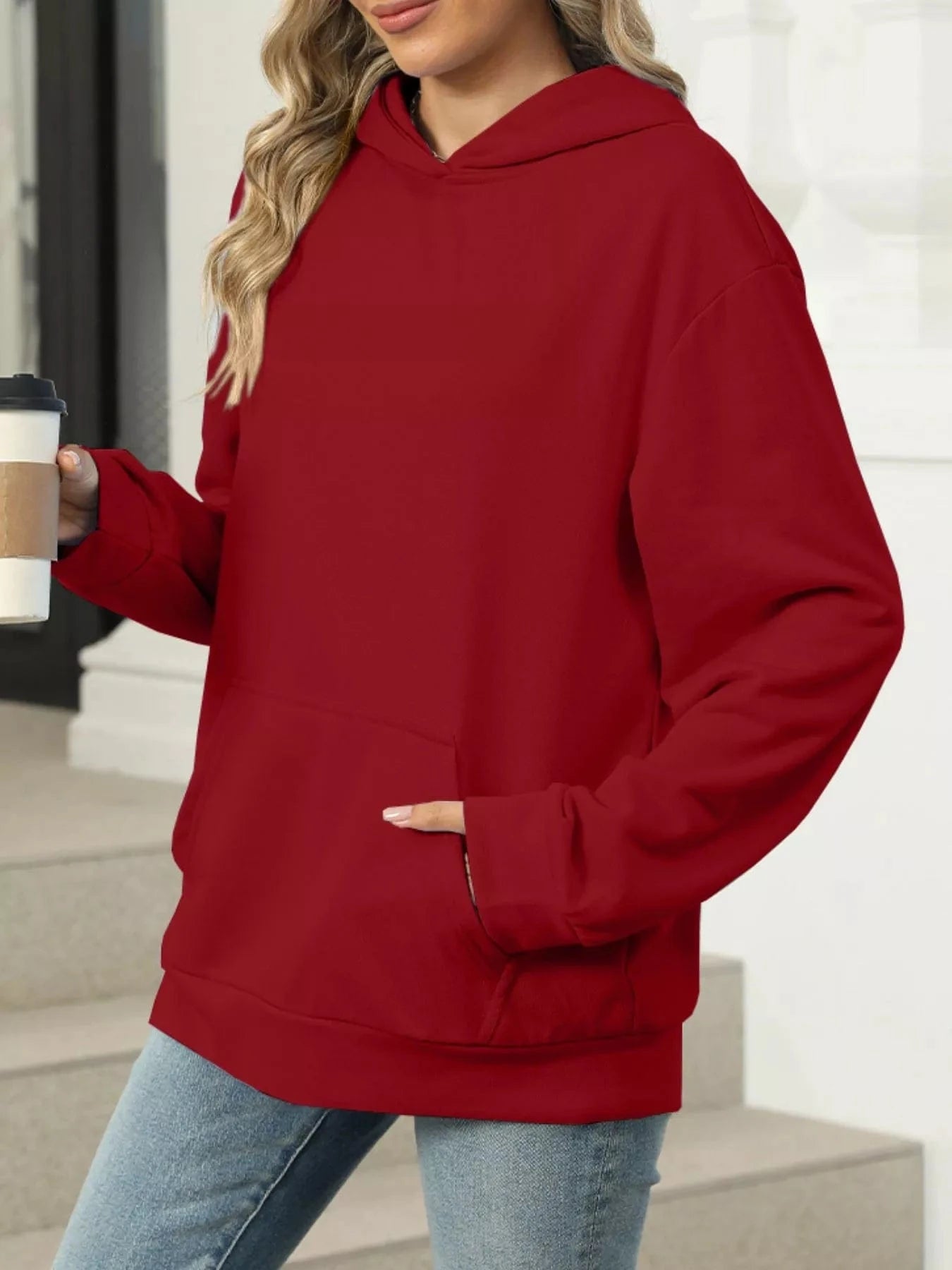 Kangaroo Pocket Long Sleeve Hoodie Tops and sweaters and T-Shirts