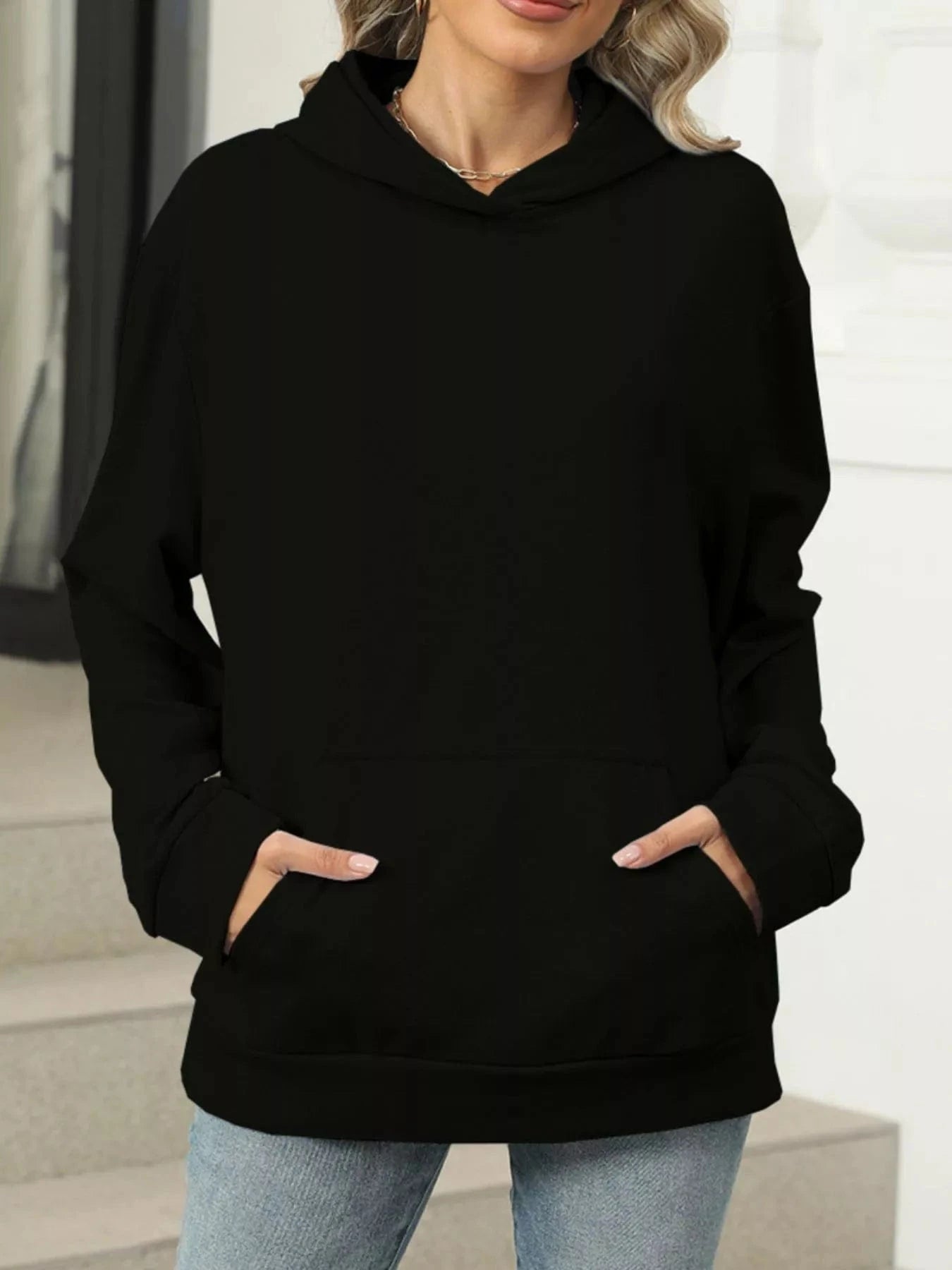 Kangaroo Pocket Long Sleeve Hoodie Tops and sweaters and T-Shirts