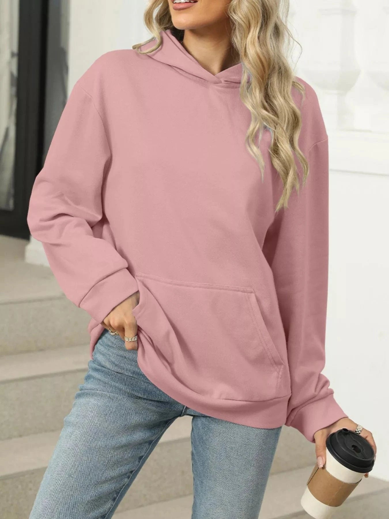 Kangaroo Pocket Long Sleeve Hoodie Tops and sweaters and T-Shirts
