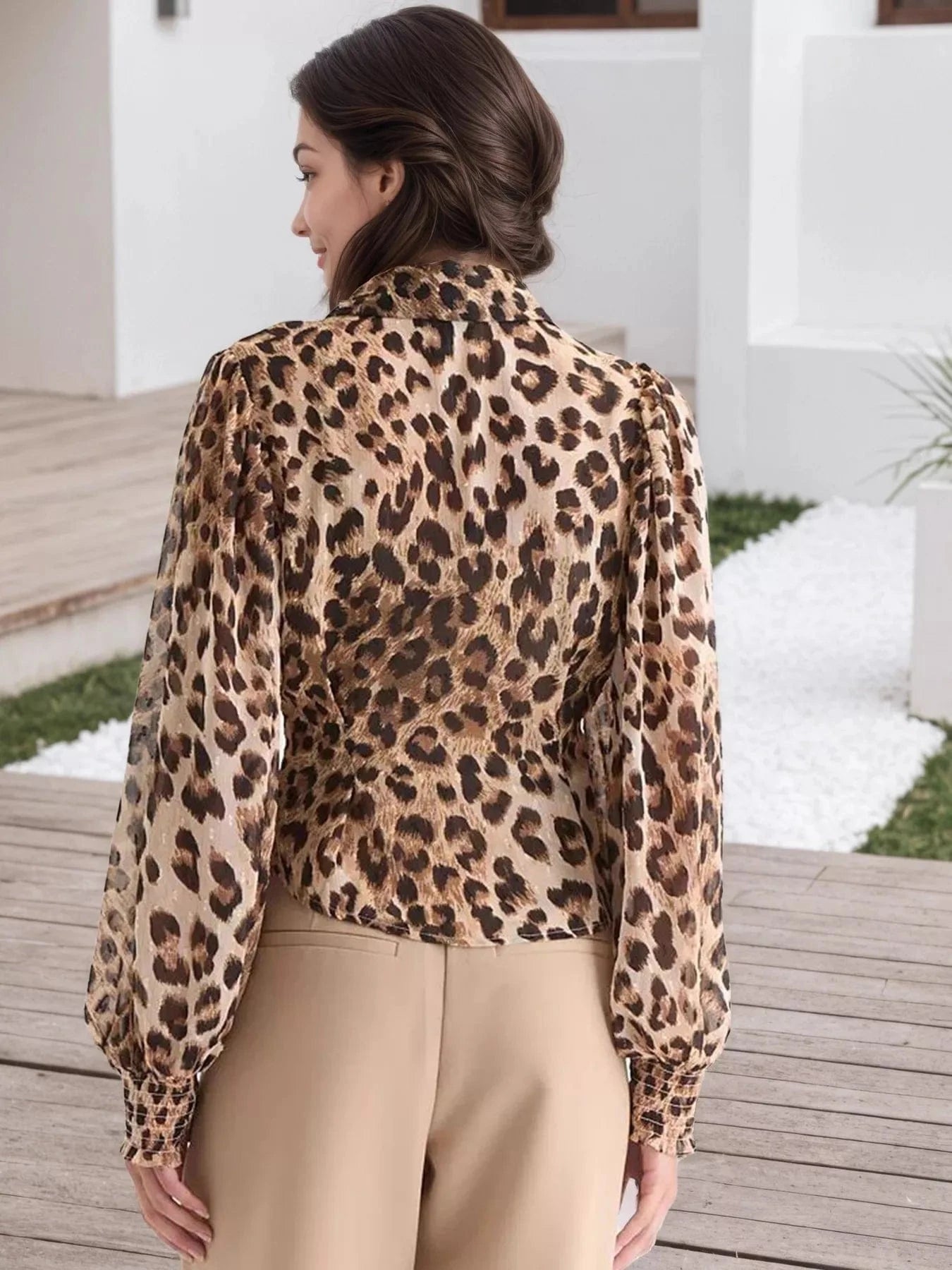 Leopard Button Up Shirt Tops and sweaters and T-Shirts