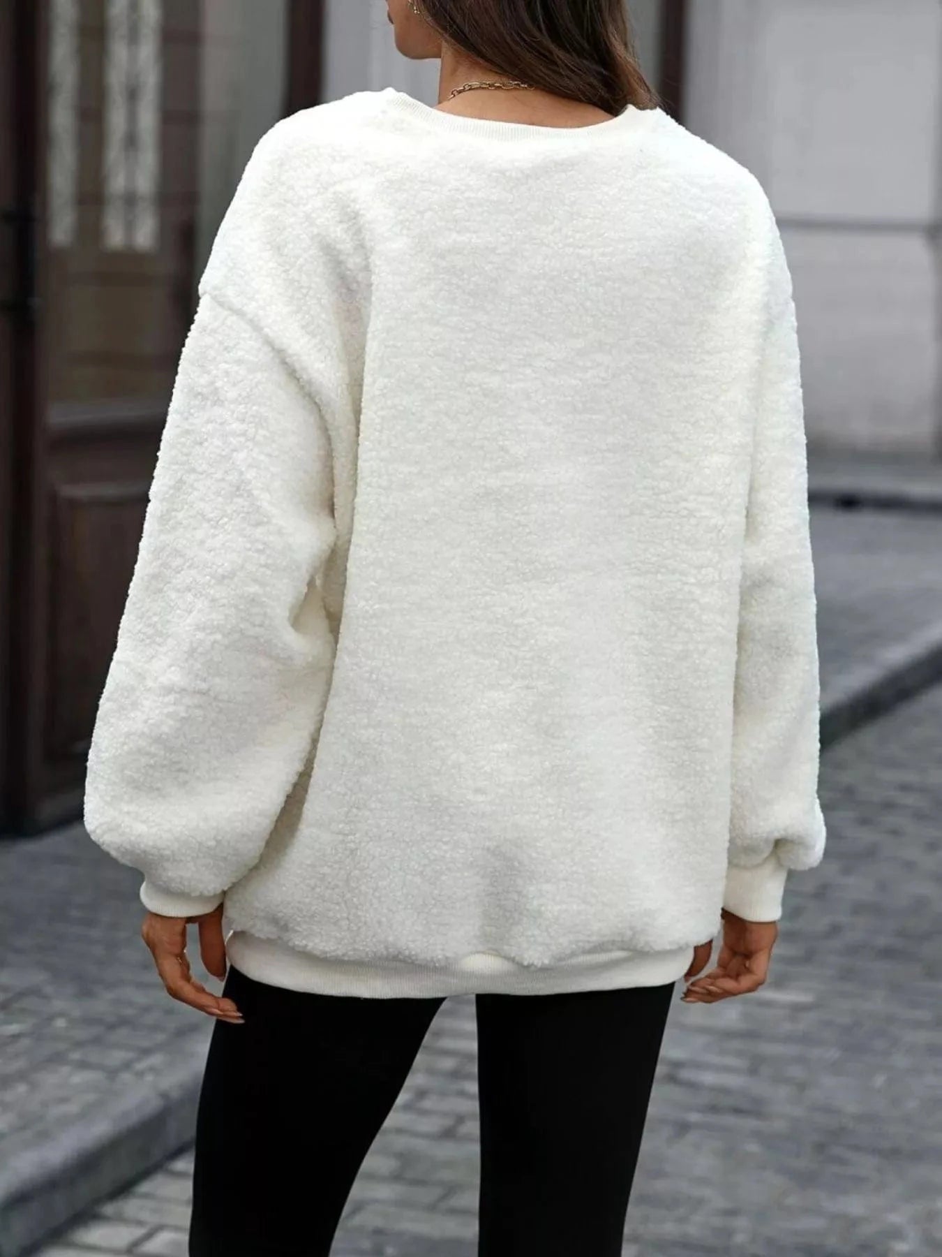 Letter Round Neck Fleece Sweatshirt Tops and sweaters and T-Shirts