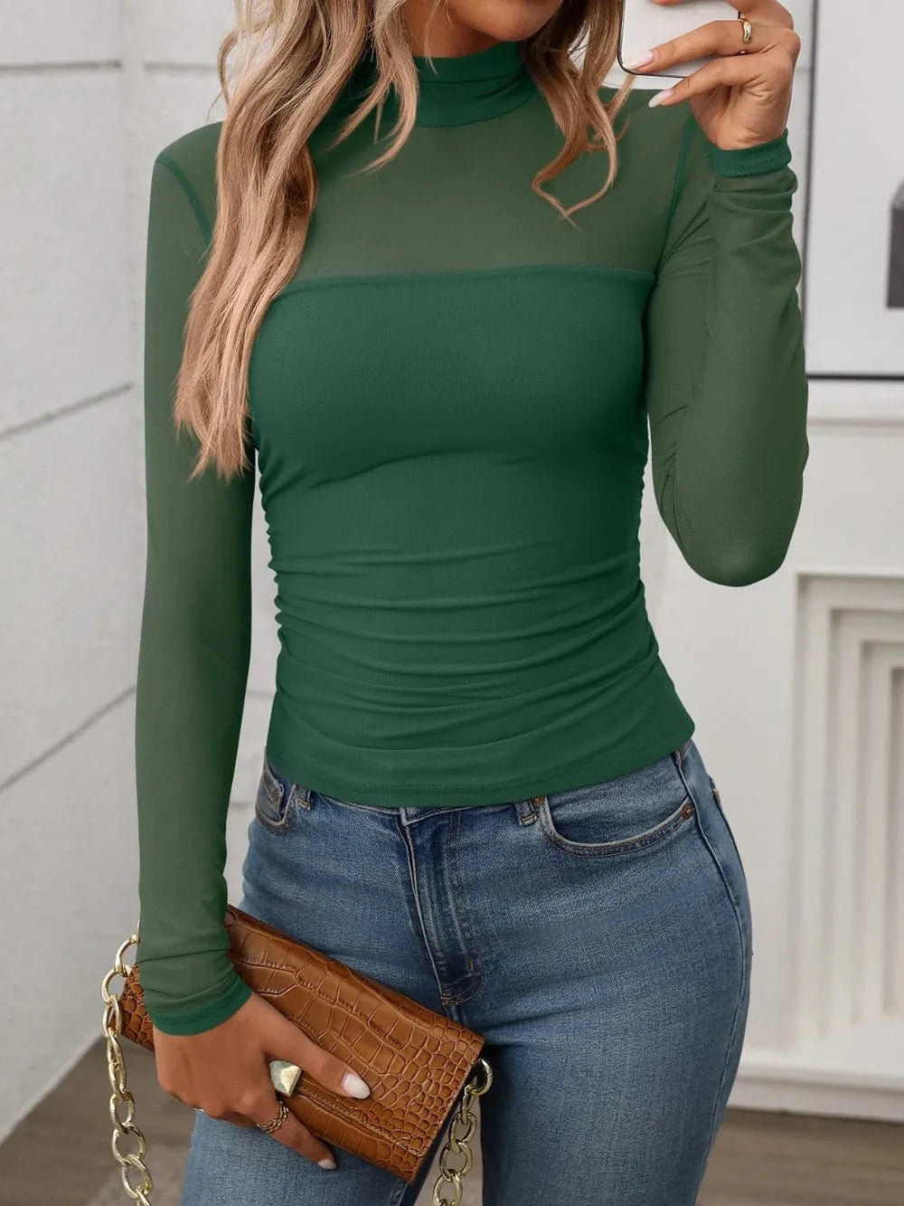 Mock Neck Long Sleeve Top Tops and sweaters and T-Shirts