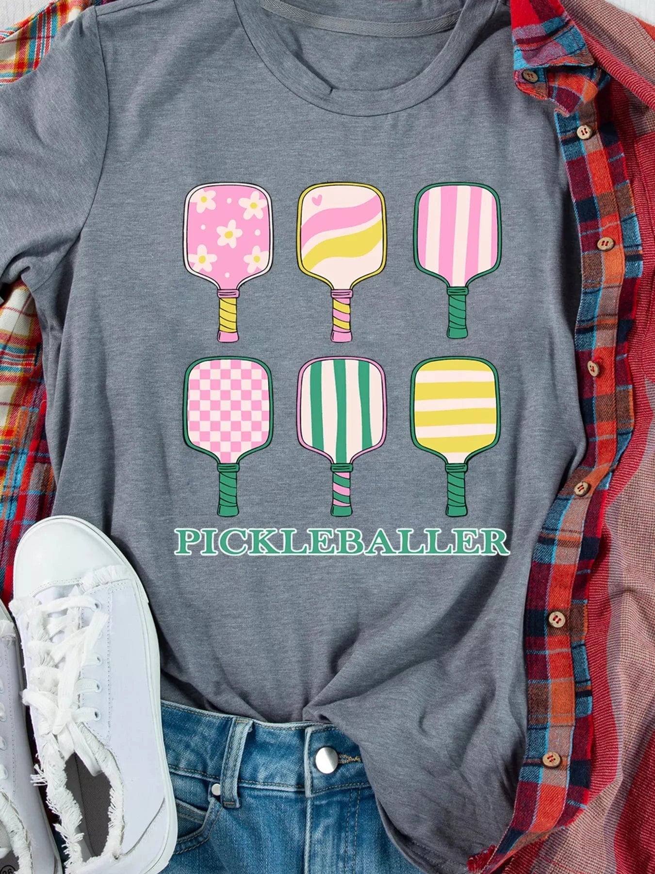 PICKLEBALLER Playful Bats Printed Casual T Shirt Tops and sweaters and T-Shirts