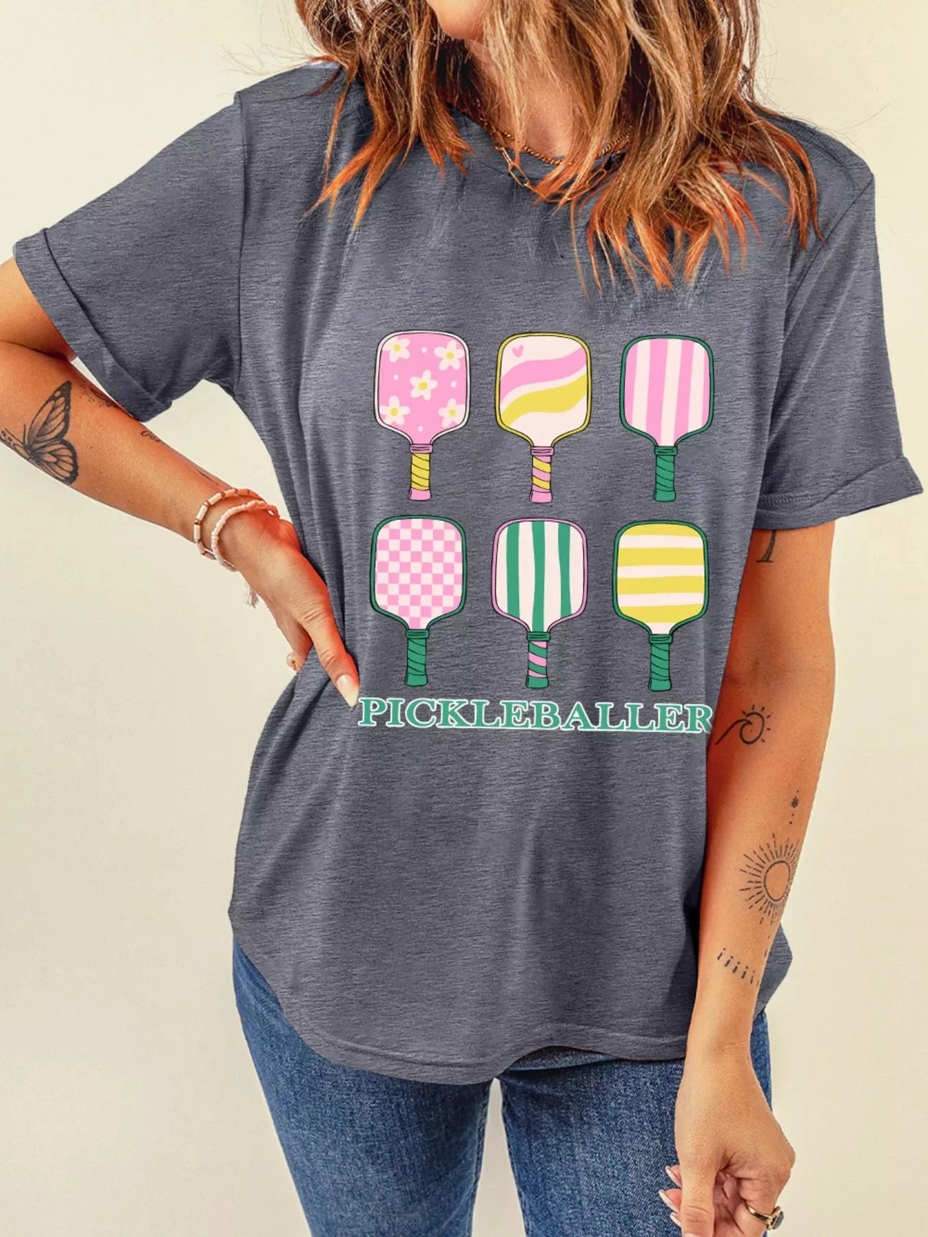 PICKLEBALLER Playful Bats Printed Casual T Shirt Tops and sweaters and T-Shirts