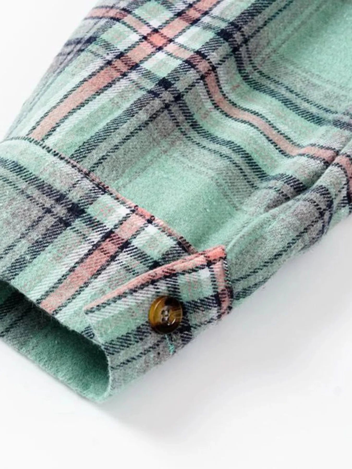 Plaid Button-Up Hooded Shirt Tops and sweaters and T-Shirts