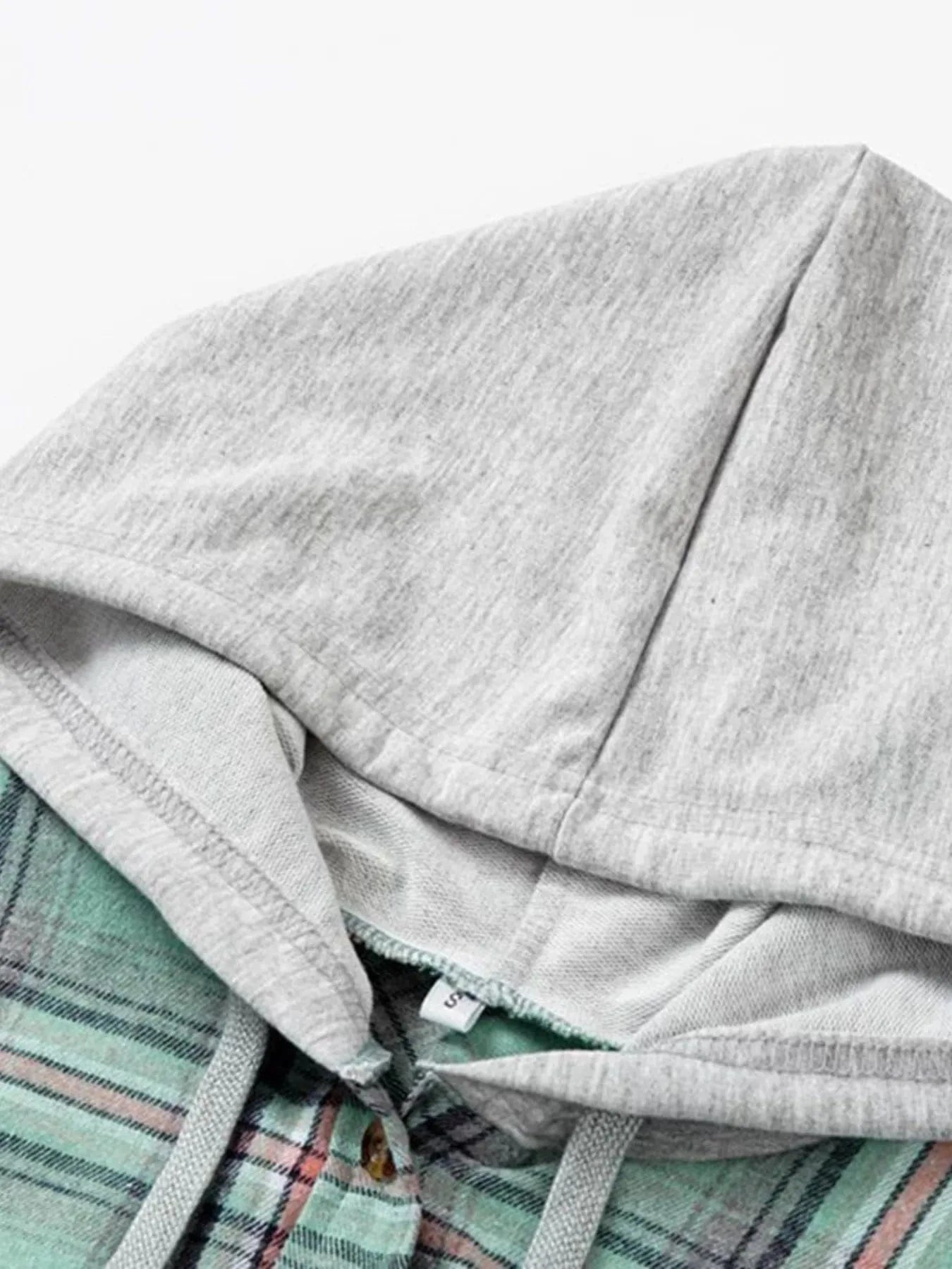 Plaid Button-Up Hooded Shirt Tops and sweaters and T-Shirts