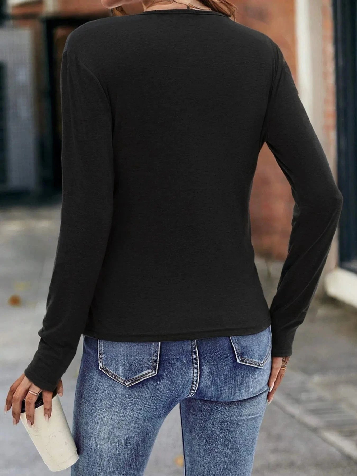 Ruched Surplice Long Sleeve T-Shirt Tops and sweaters and T-Shirts