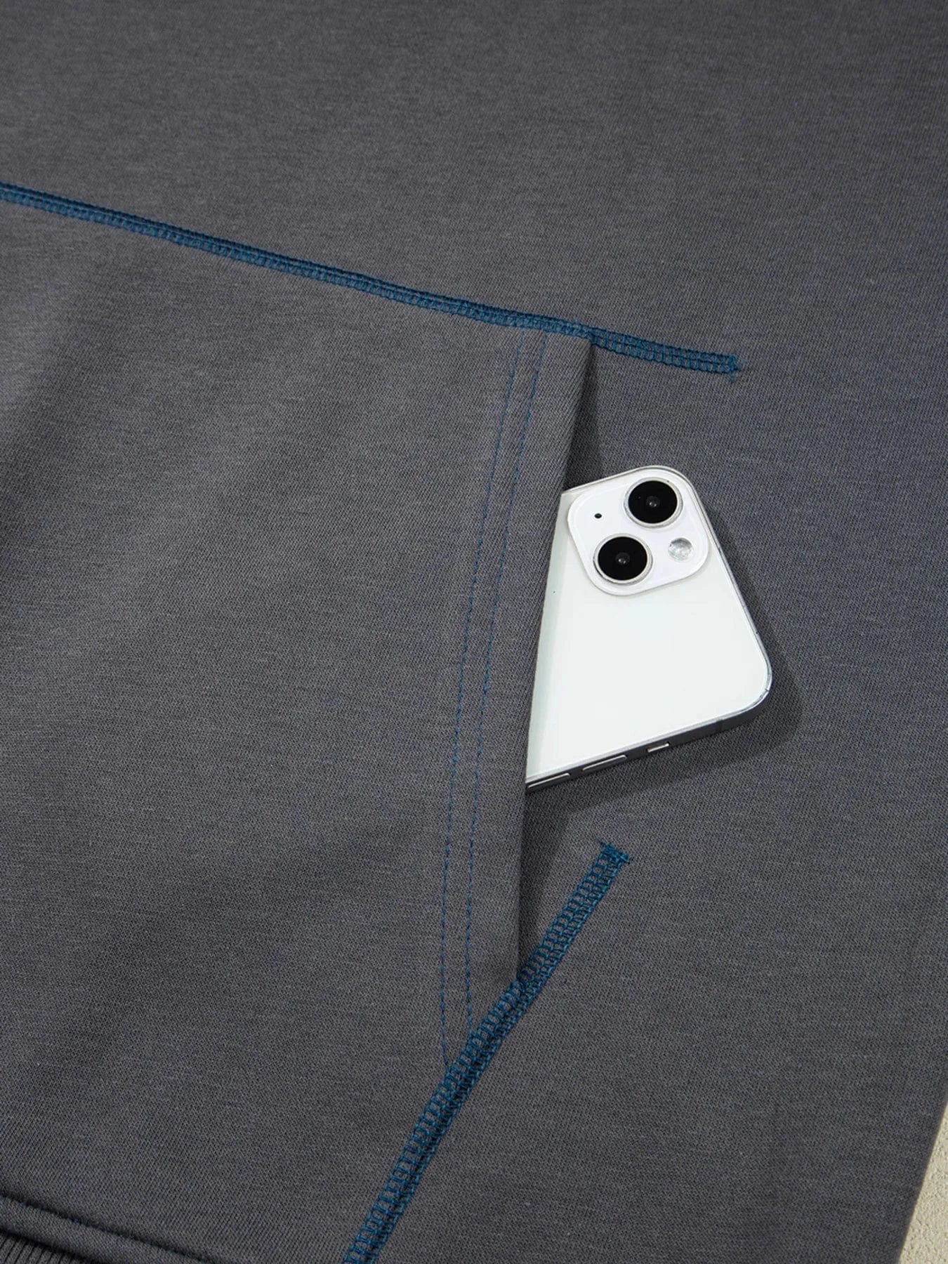 Star Patchwork Contrast Stitching Mineral Wash Kangaroo Pocket Hoodie Tops and sweaters and T-Shirts