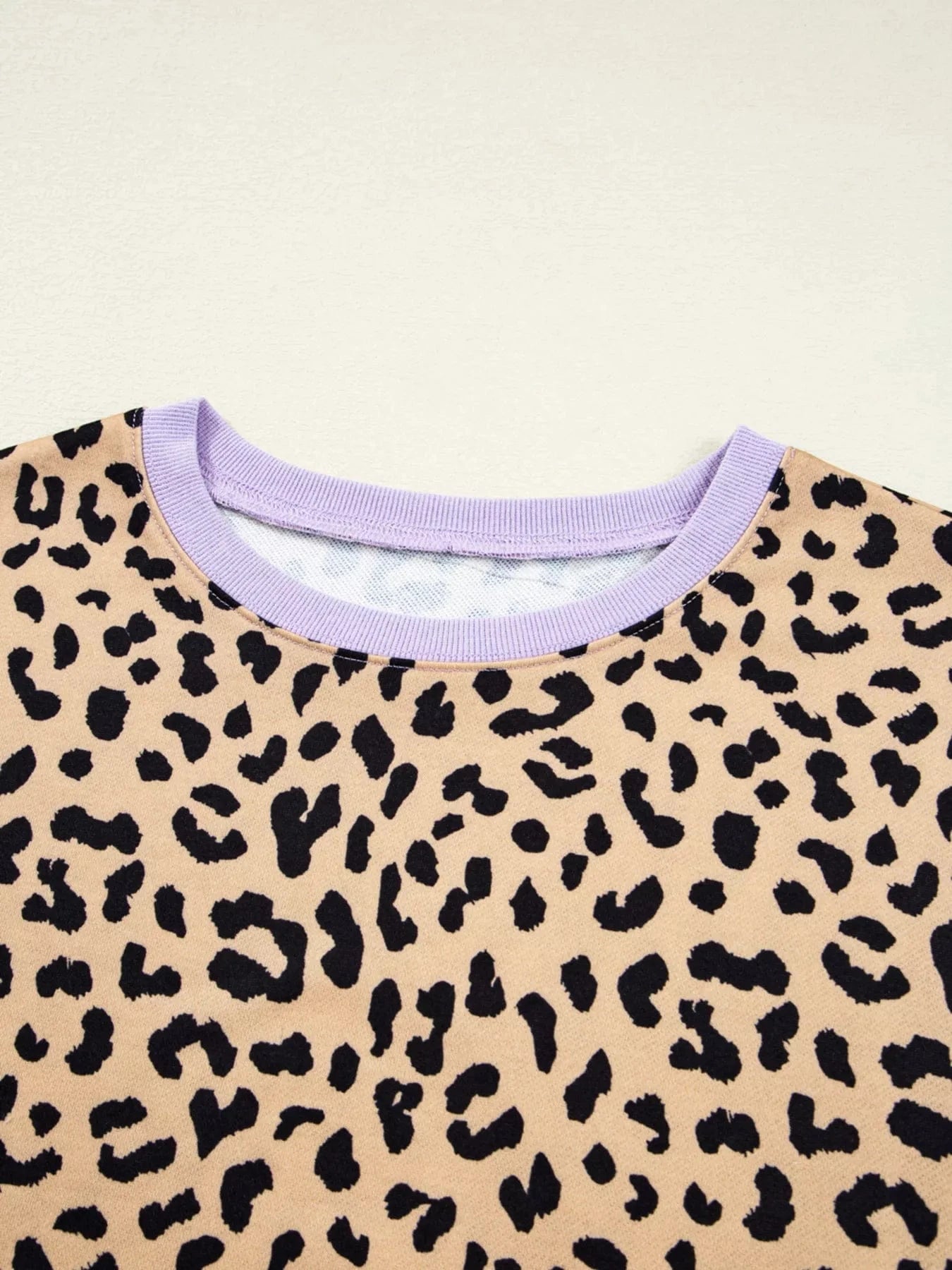 Stripe Color Block Patchwork Leopard Casual Sweatshirt with Slits Tops and sweaters and T-Shirts