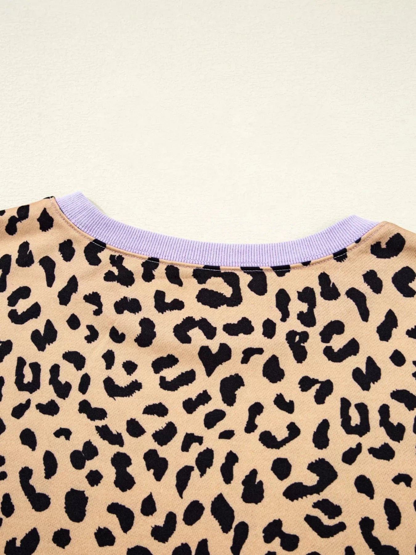 Stripe Color Block Patchwork Leopard Casual Sweatshirt with Slits Tops and sweaters and T-Shirts