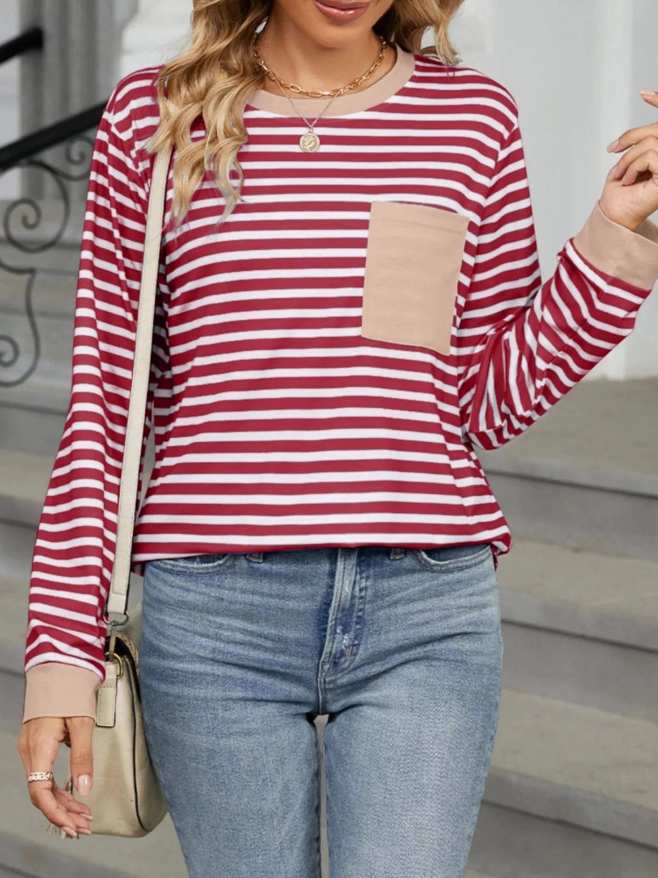 Striped Long Sleeve T-Shirt Tops and sweaters and T-Shirts