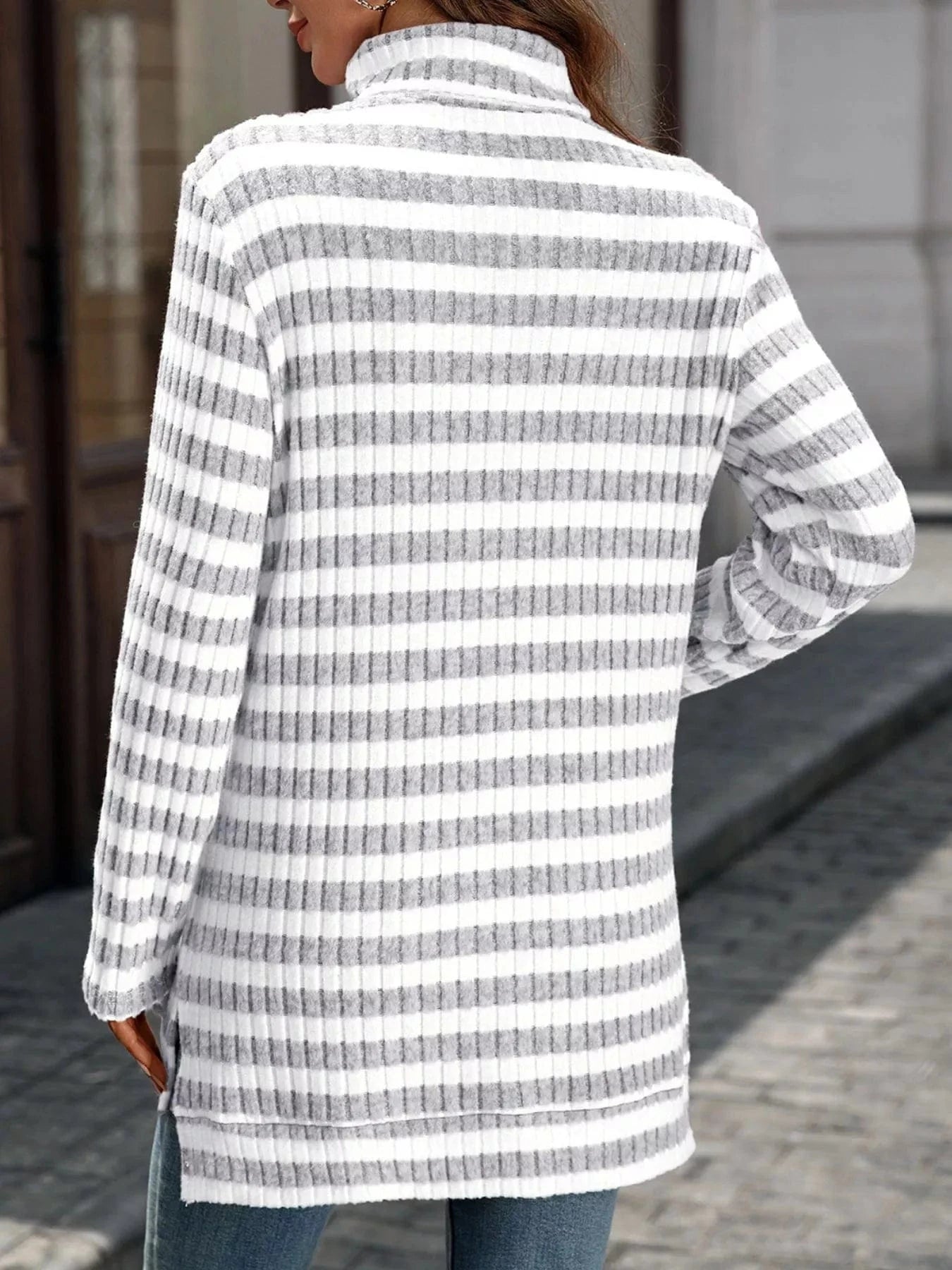 Striped Turtleneck Long Sleeve Knit Top Tops and sweaters and T-Shirts