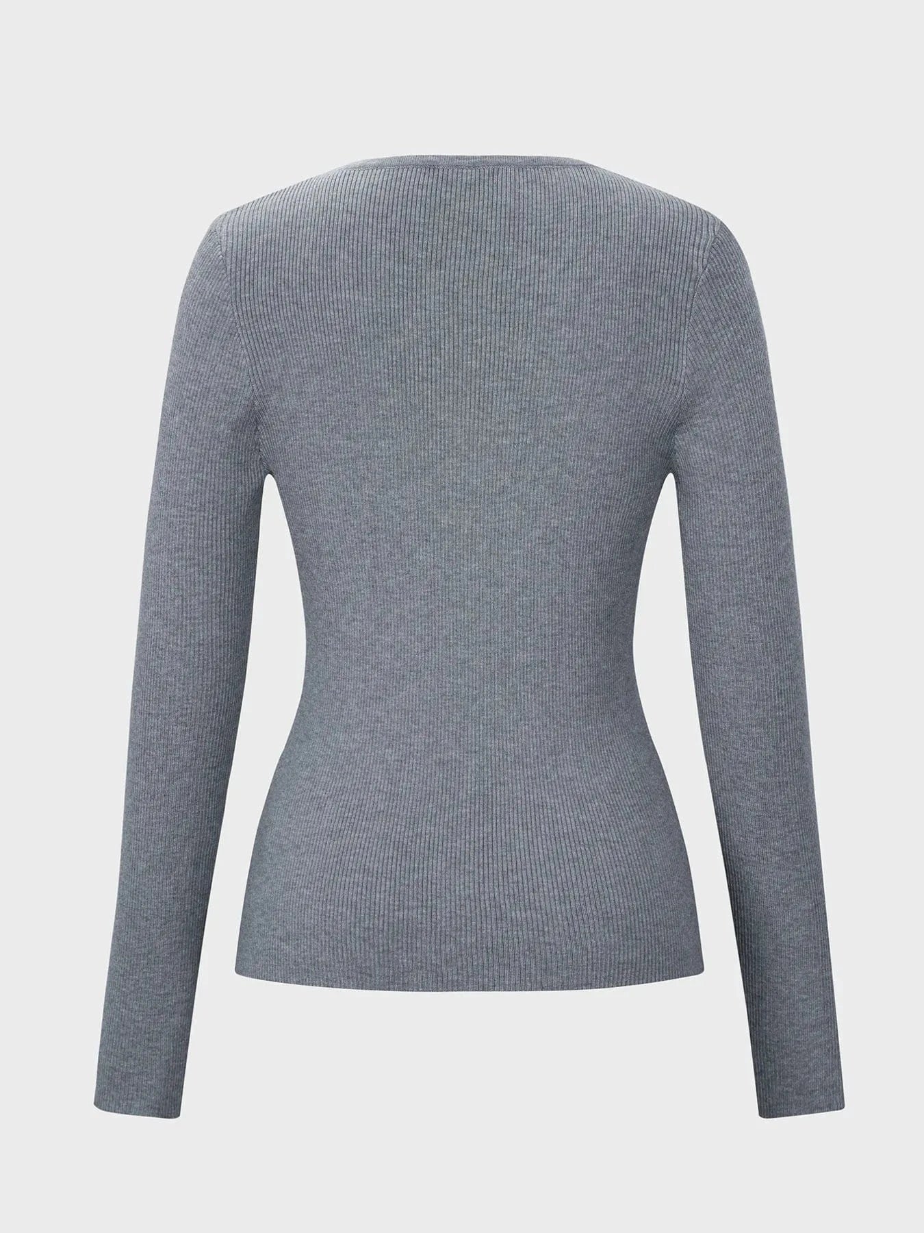 Button Detail Long Sleeve Cable Knit Top Tops and T-Shirts