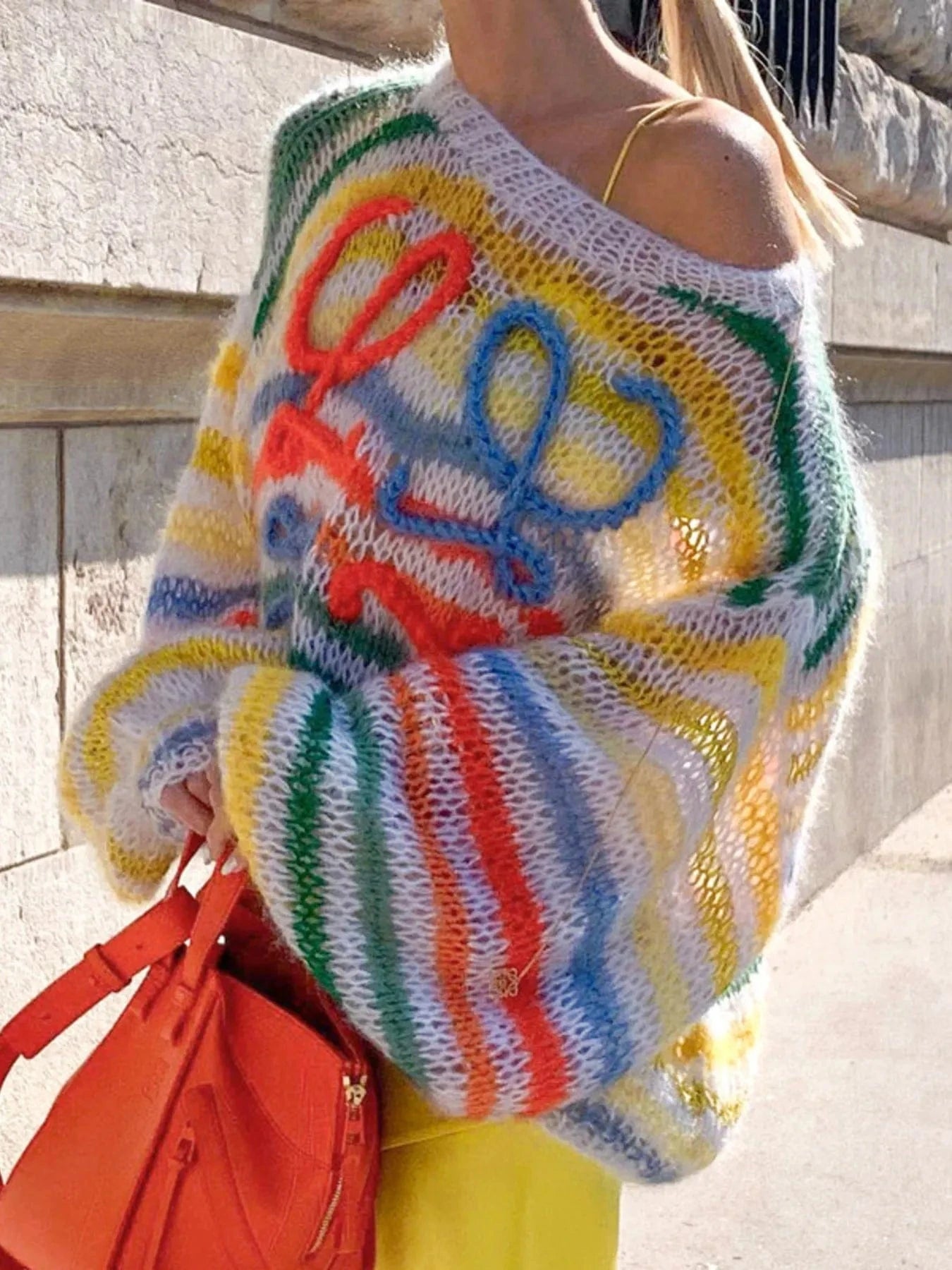 Colorful Abstract Pattern Striped Sweater Tops and T-Shirts