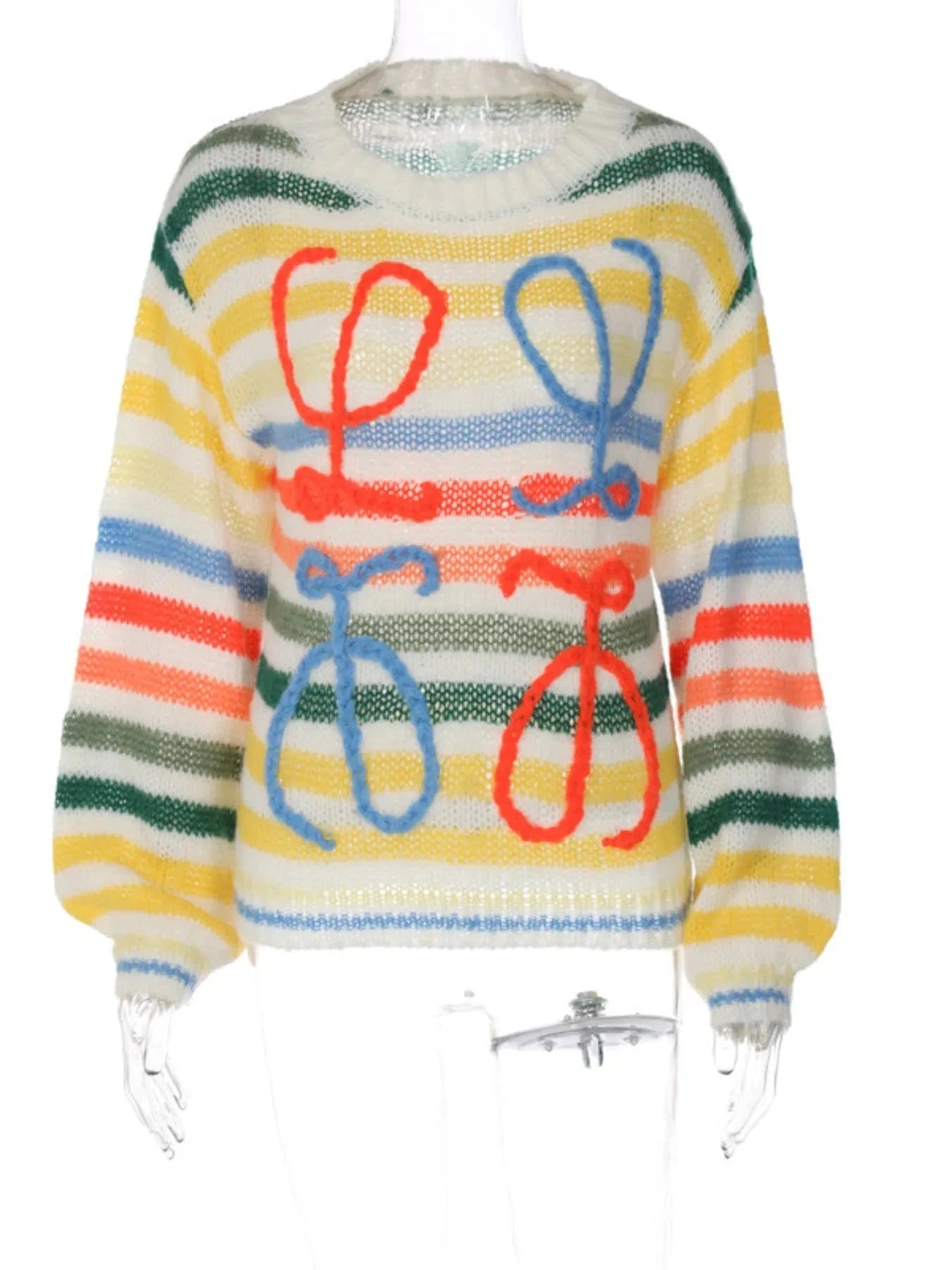 Colorful Abstract Pattern Striped Sweater Tops and T-Shirts