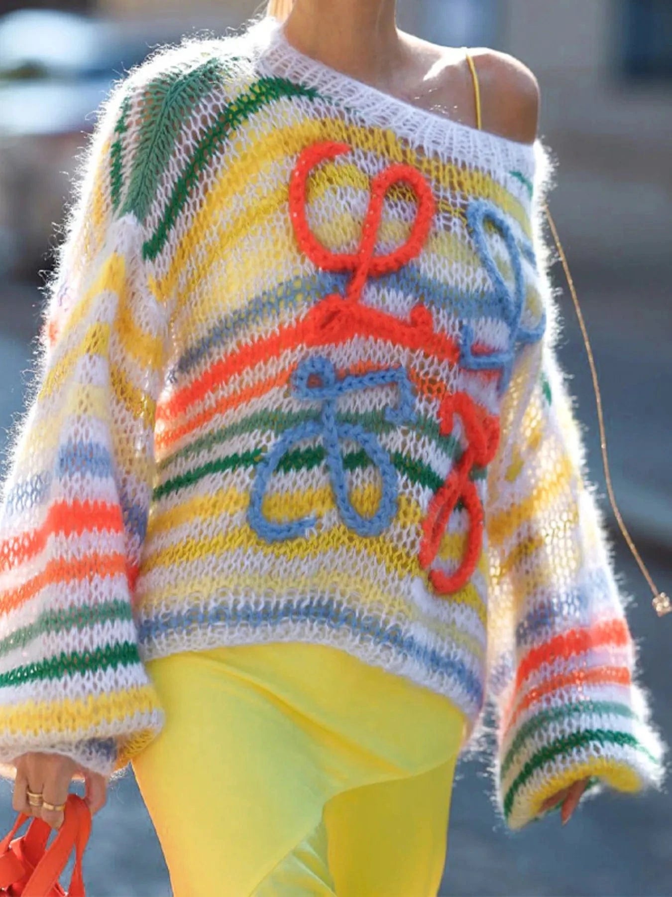 Colorful Abstract Pattern Striped Sweater Tops and T-Shirts