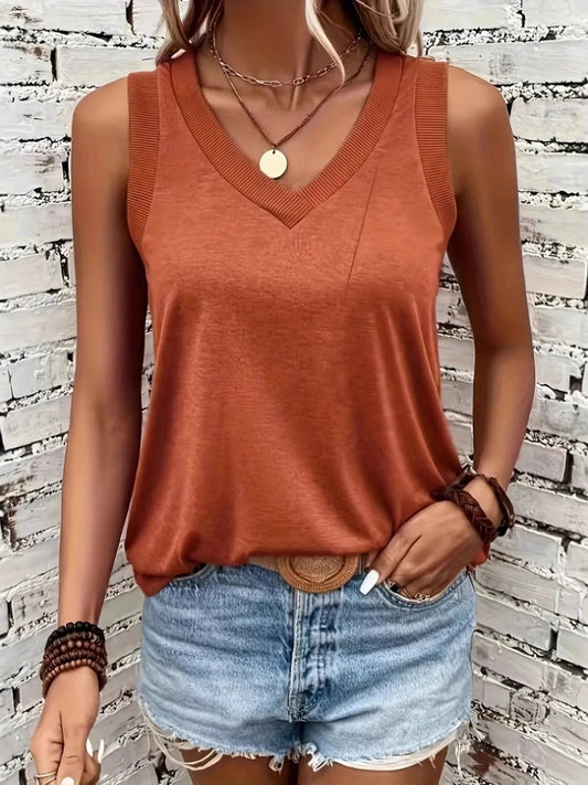 Orange V-Neck Tank Tops and T-Shirts