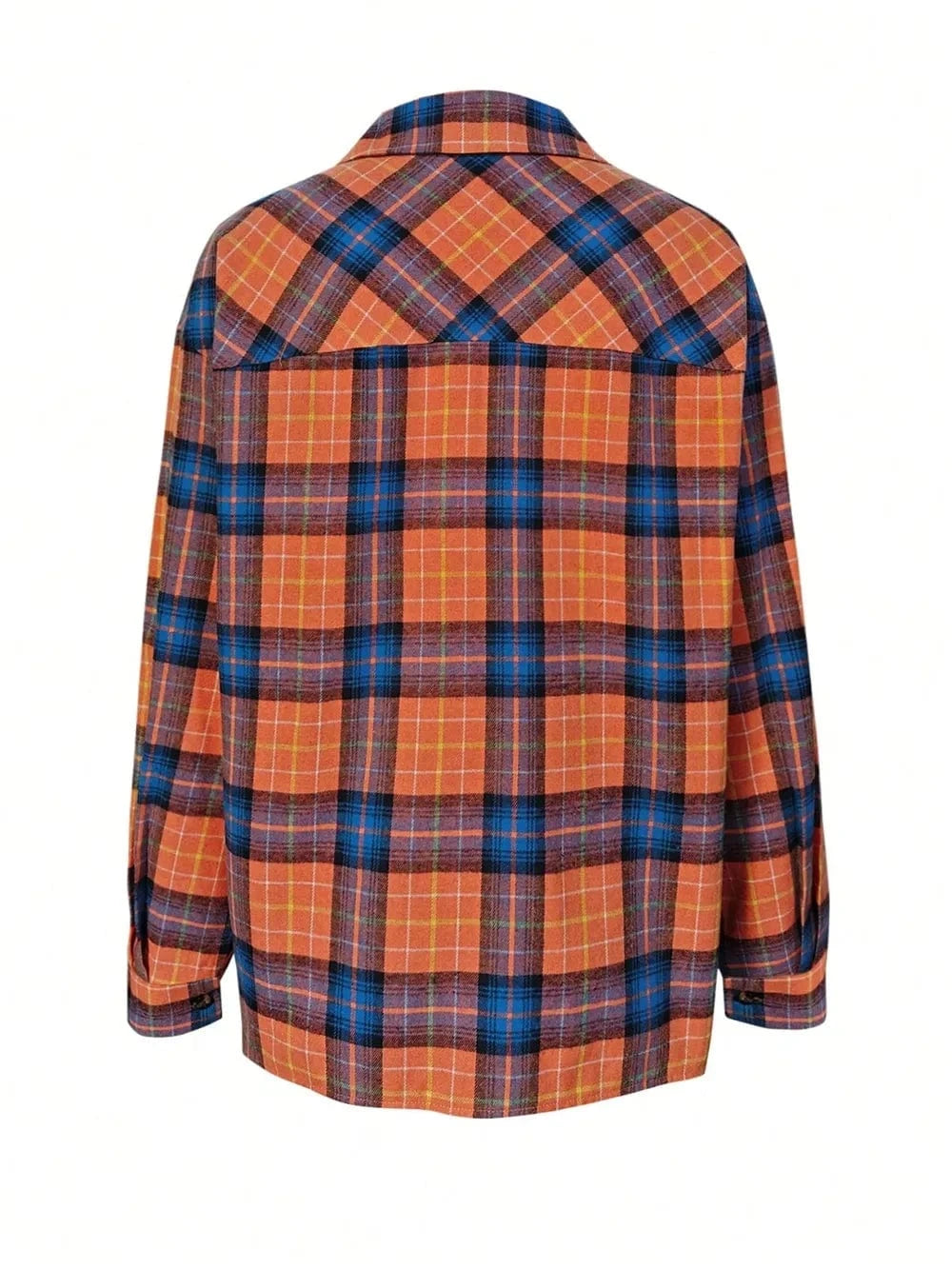 Plaid Collared Neck Long Sleeve Shirt Tops and T-Shirts
