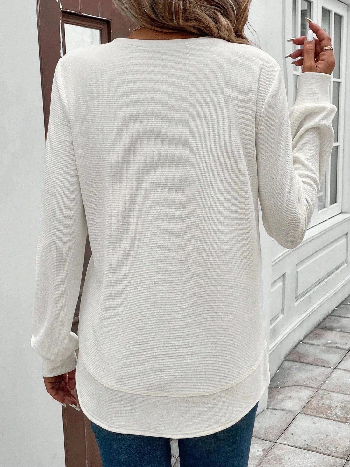 Round Neck Long Sleeve Casual Sweatshirt Tops and T-Shirts