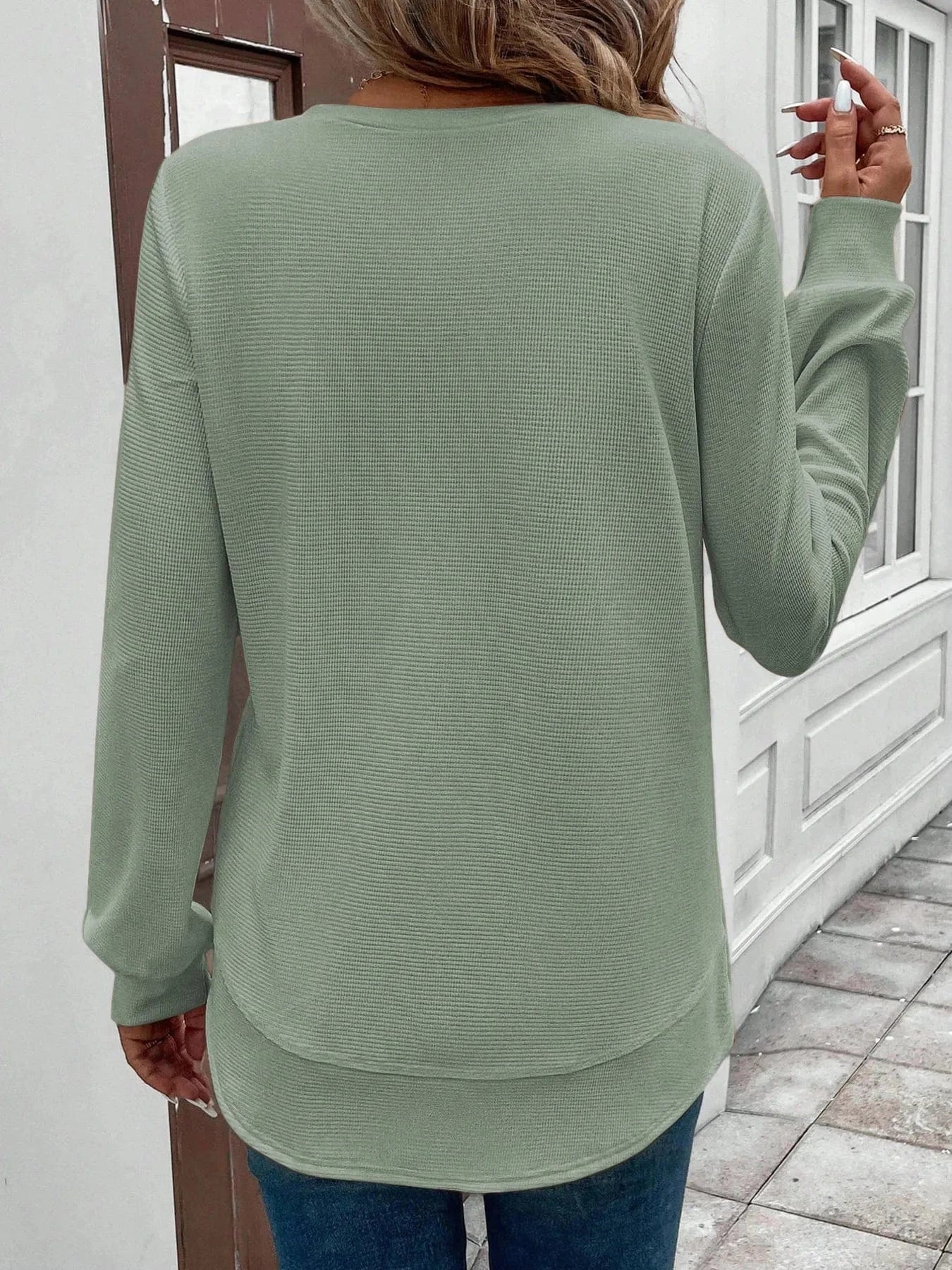 Round Neck Long Sleeve Casual Sweatshirt Tops and T-Shirts