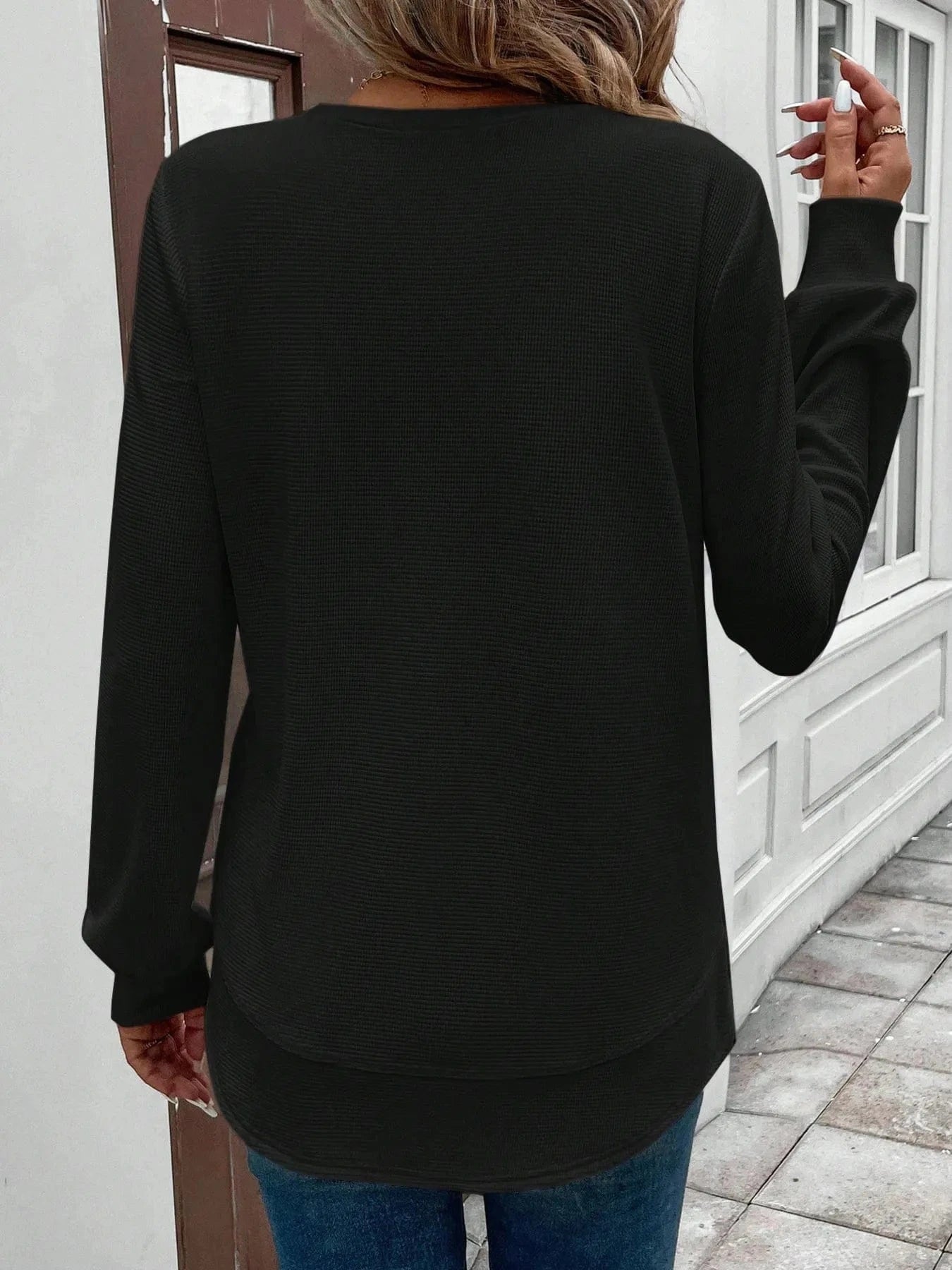 Round Neck Long Sleeve Casual Sweatshirt Tops and T-Shirts